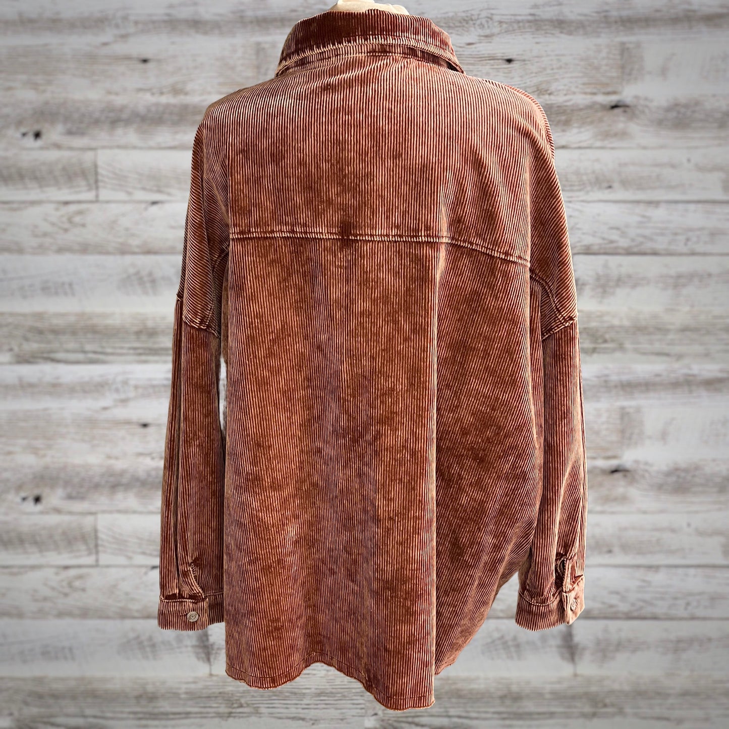PLUS Comfy Oversized Corduroy Shacket in Sienna