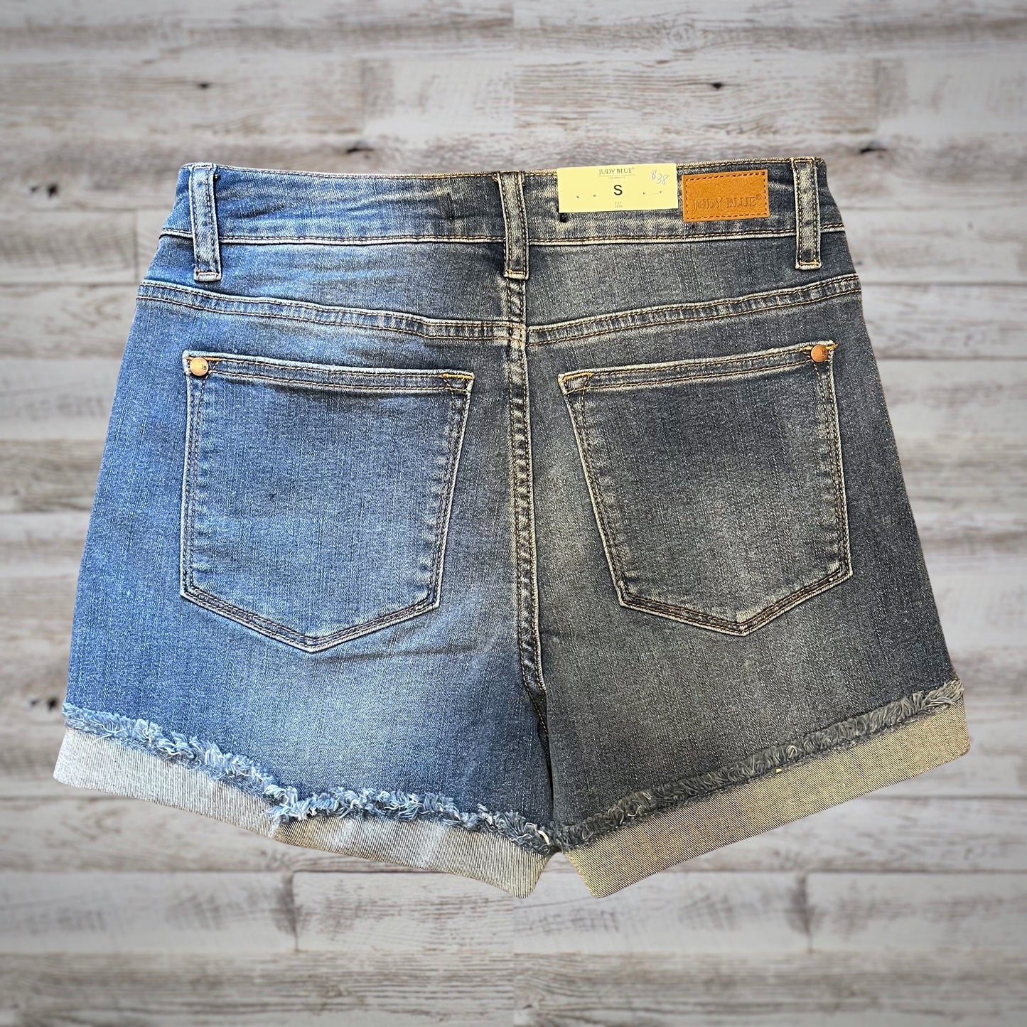 Judy Blue Mid Rise Raw Cuff Jean Shorts