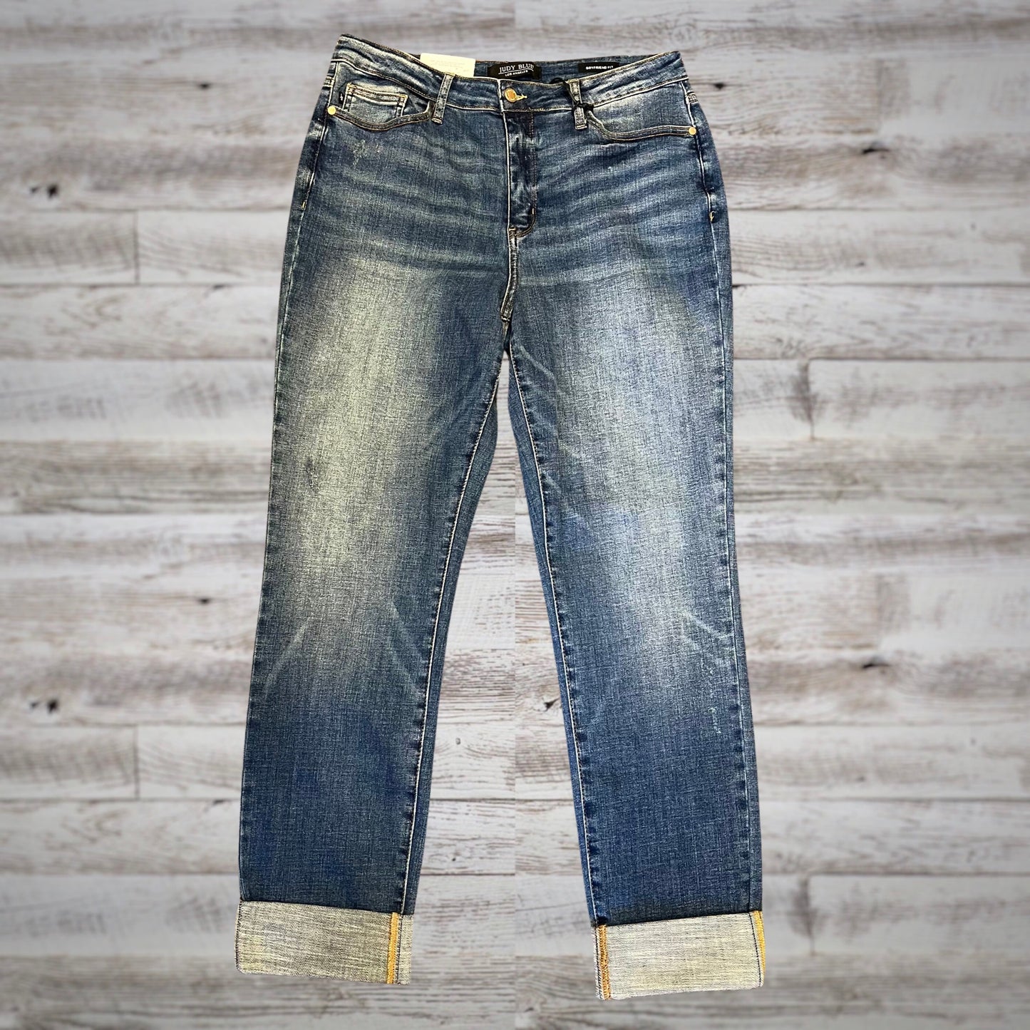 Judy Blue Boyfriend Fit High Rise Jeans in Medium Wash