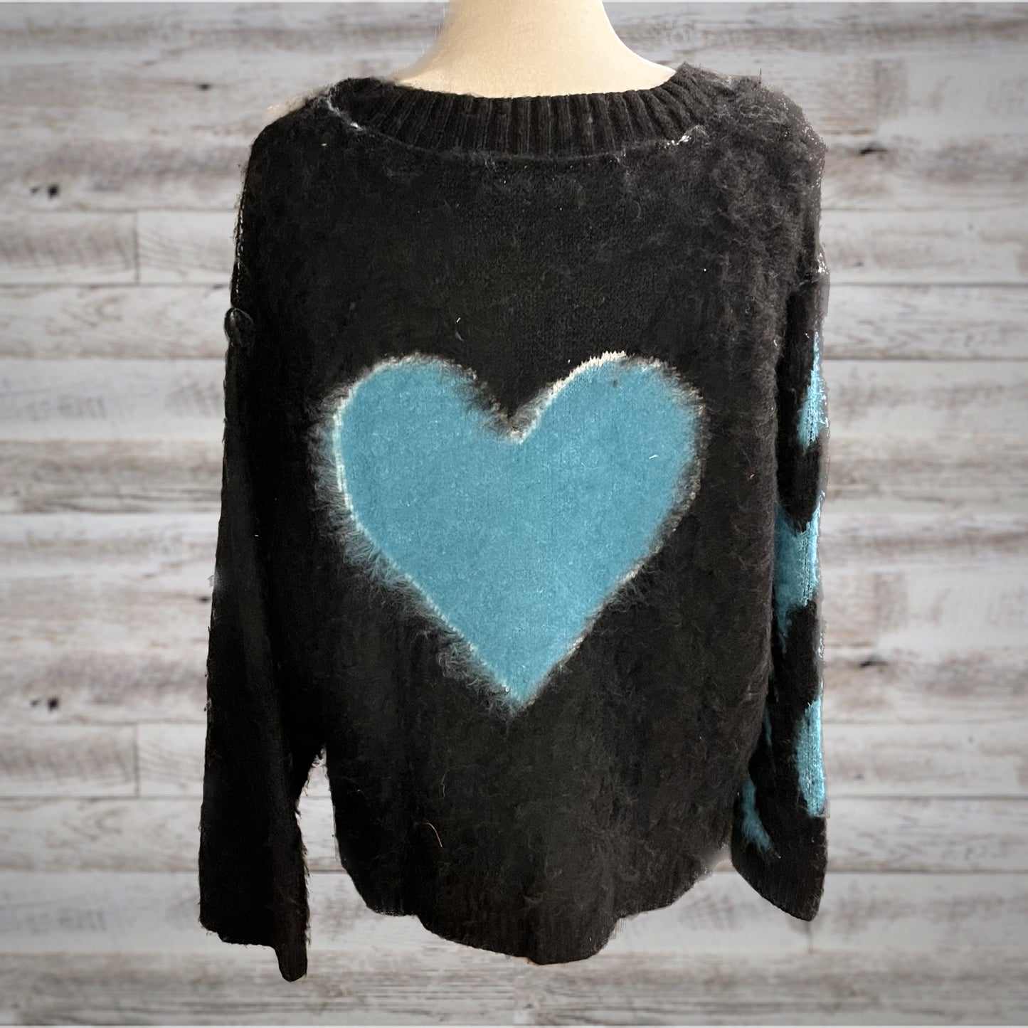 POL All Mixed Up V Neck Oversized Fuzzy Sweater