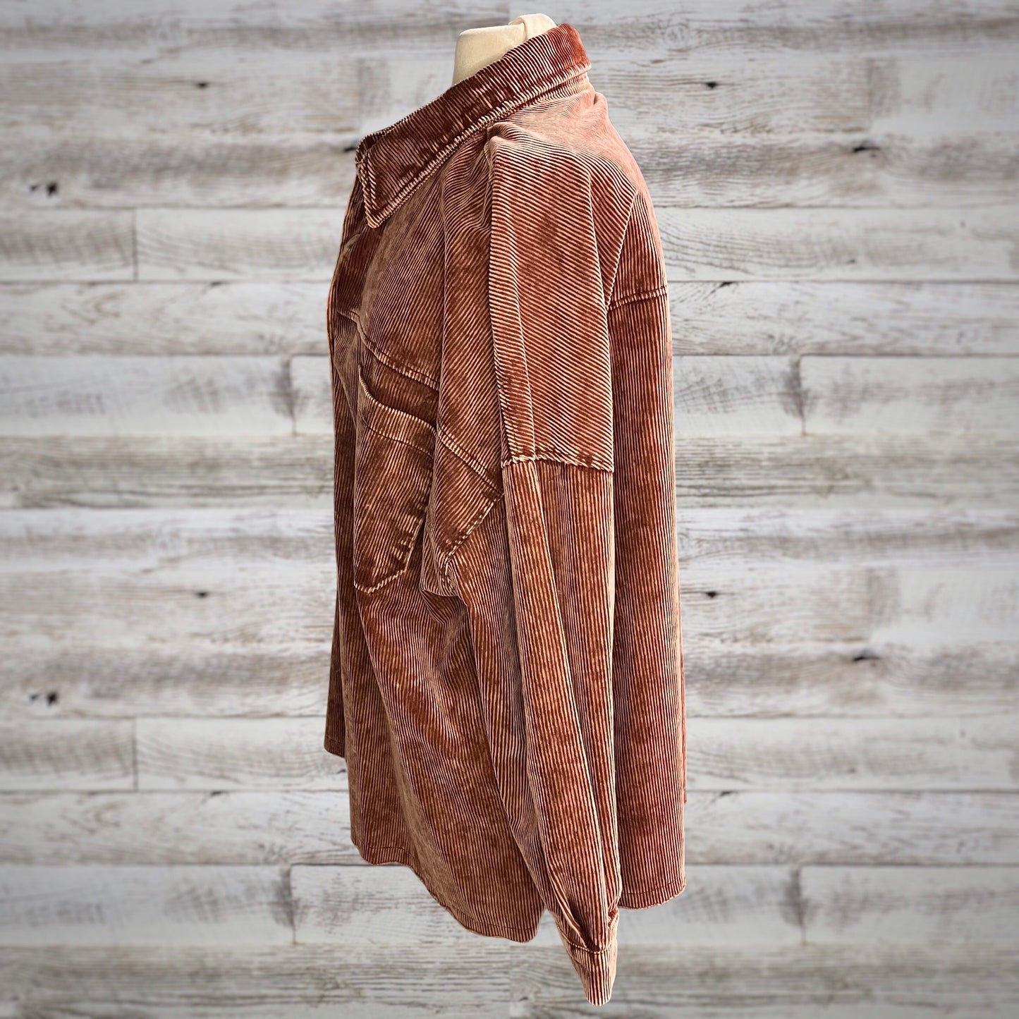 PLUS Comfy Oversized Corduroy Shacket in Sienna