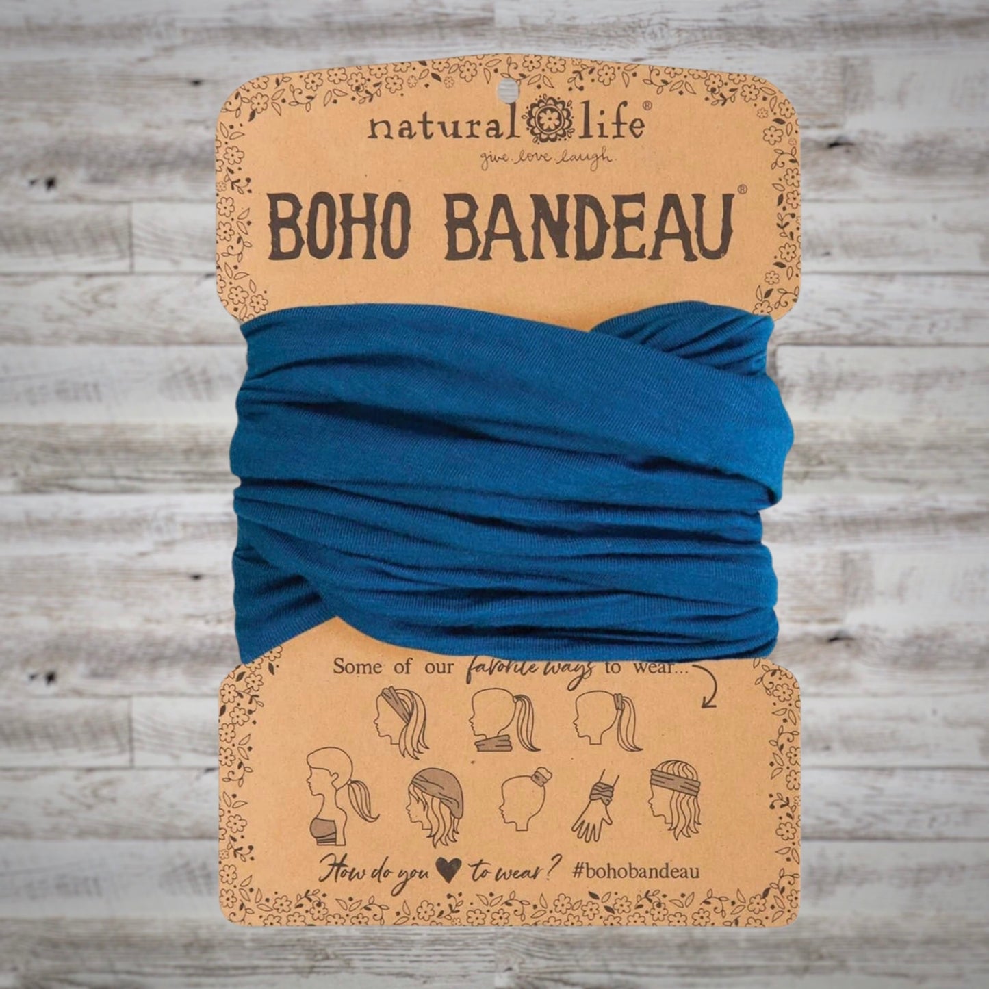 Natural Life Boho Bandeau Headband in Teal Blue