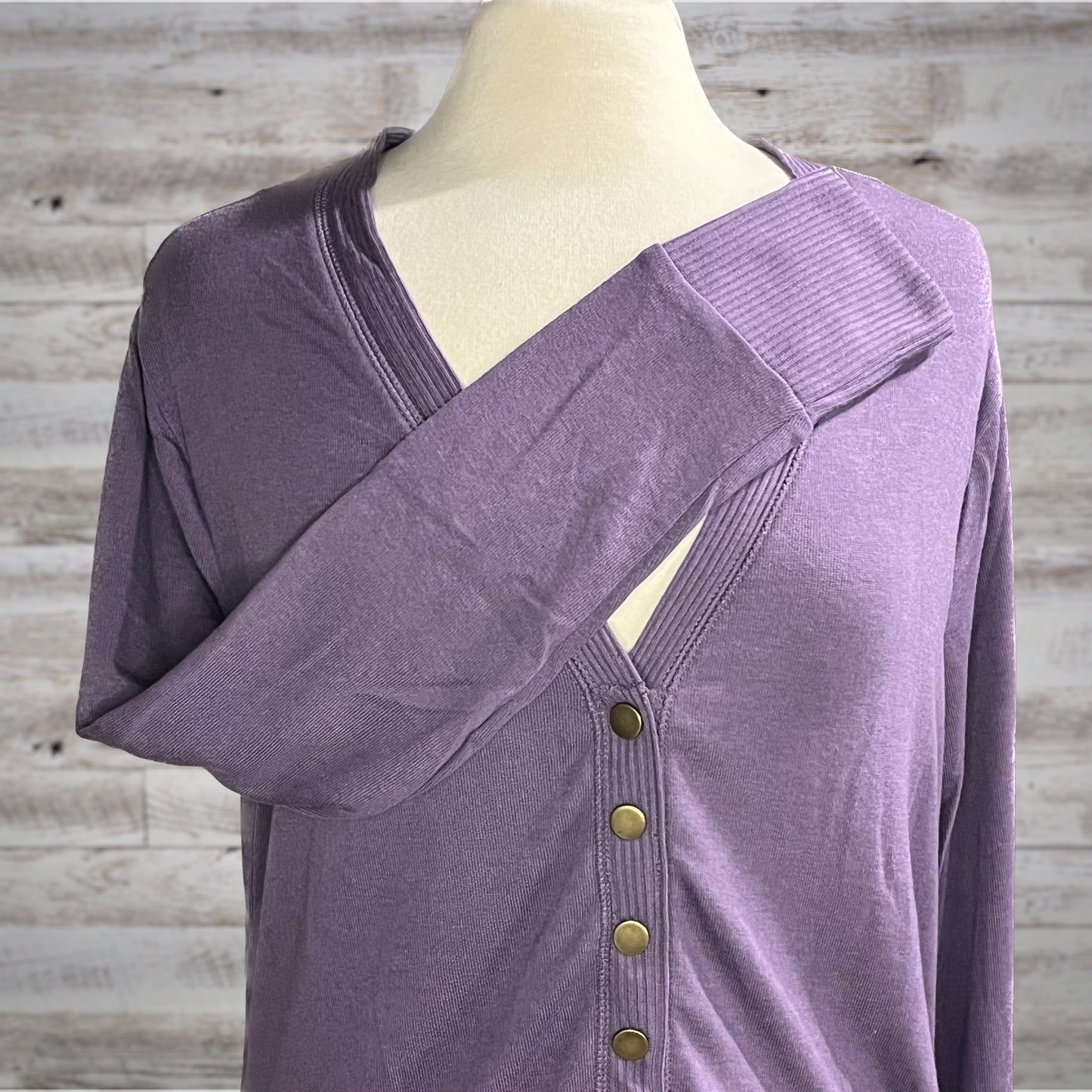 Lavender Longline Cardigan Sweater with Snap Front