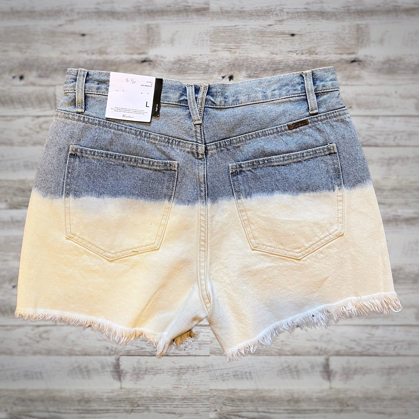 Kancan Bleach Dipped High Rise Cut-off Denim Shorts