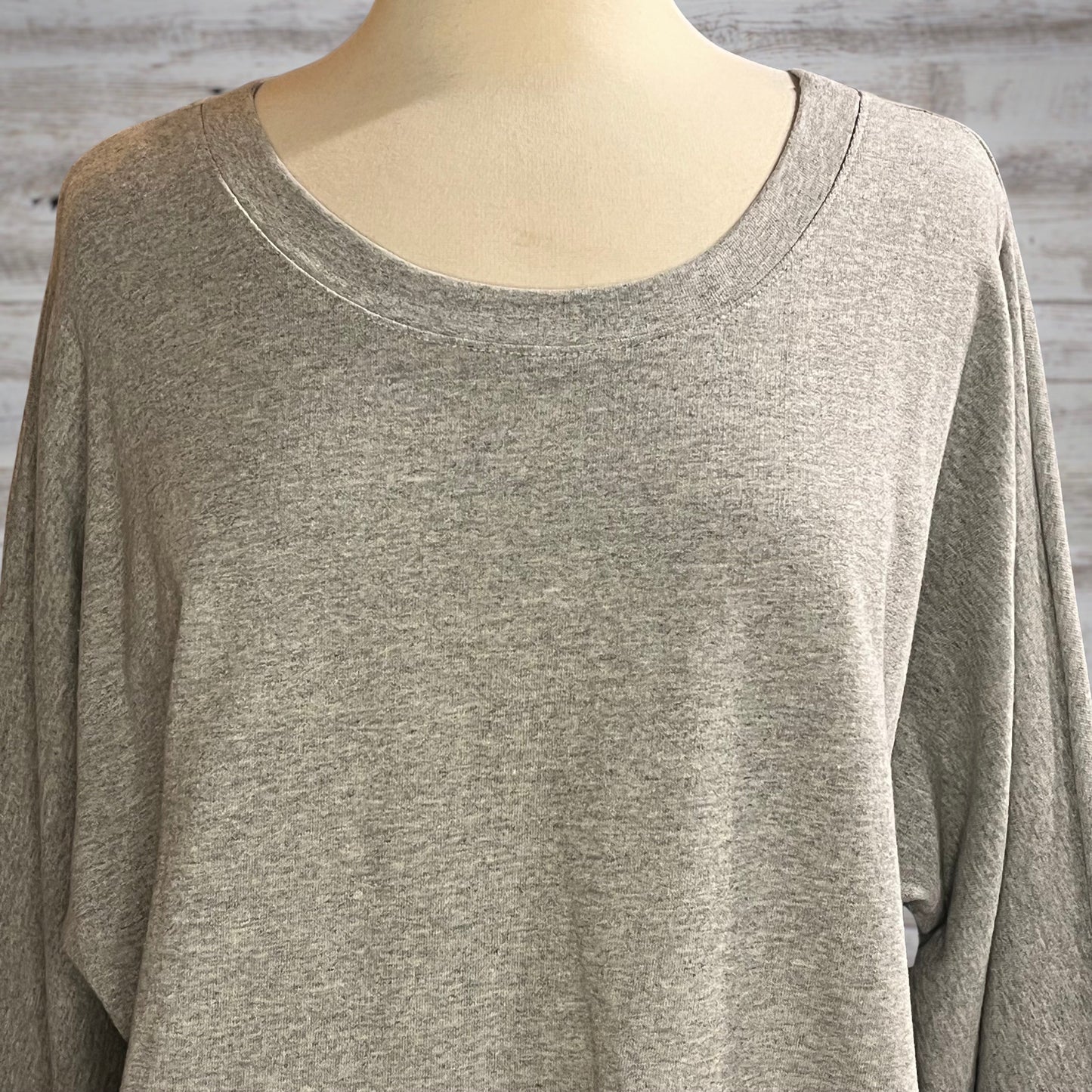 Heathered Gray Peplum Waist Long Sleeve Sweatshirt