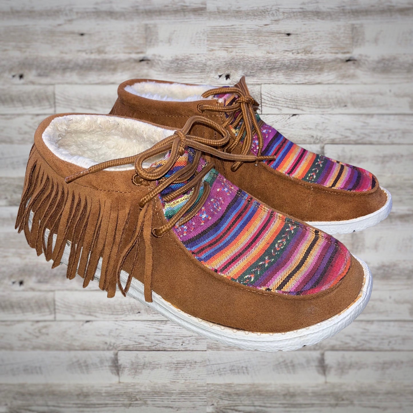 Gypsy Jazz Sunrise Serape Fringe Moc Sneakers