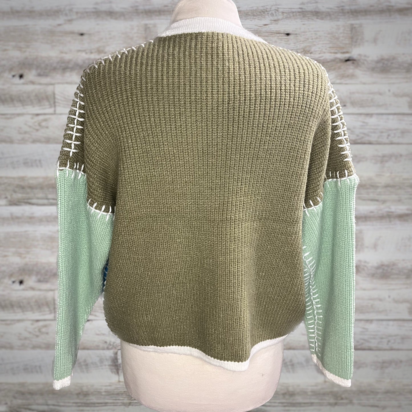 Stitched Up Colorblock Button Down Cardigan Sweater