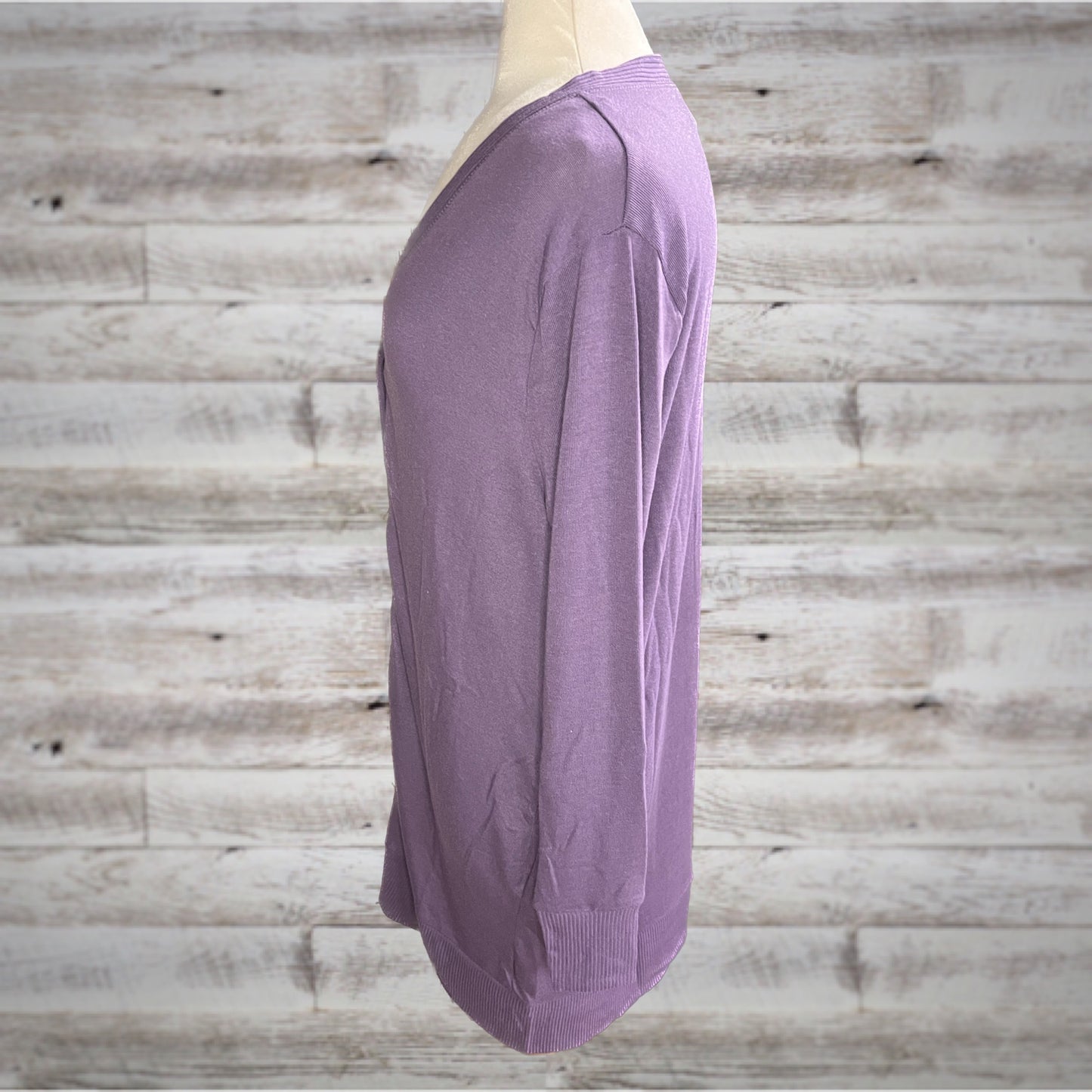 Lavender Longline Cardigan Sweater with Snap Front