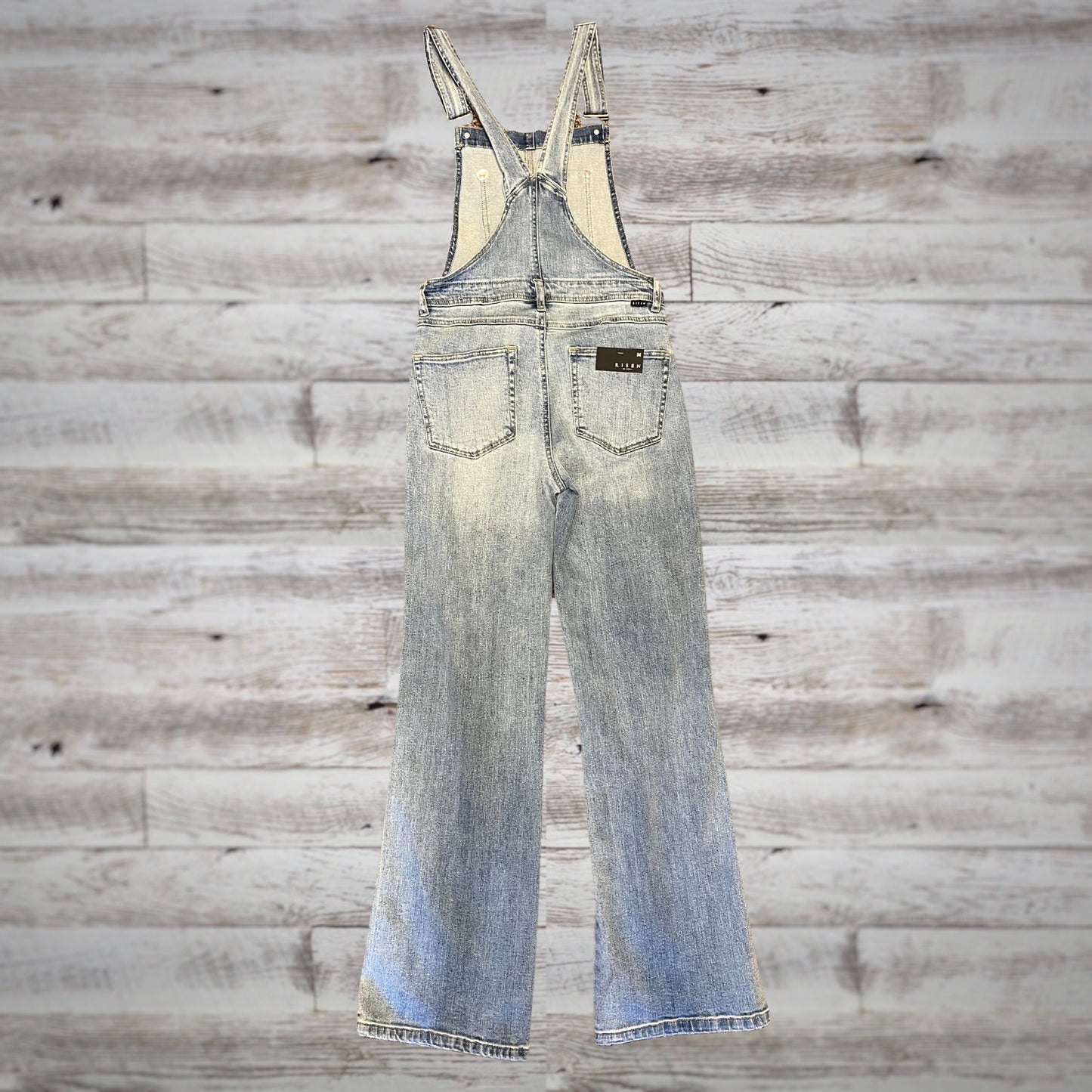 Risen Distressed Relaxed Straight Denim Bib Overalls