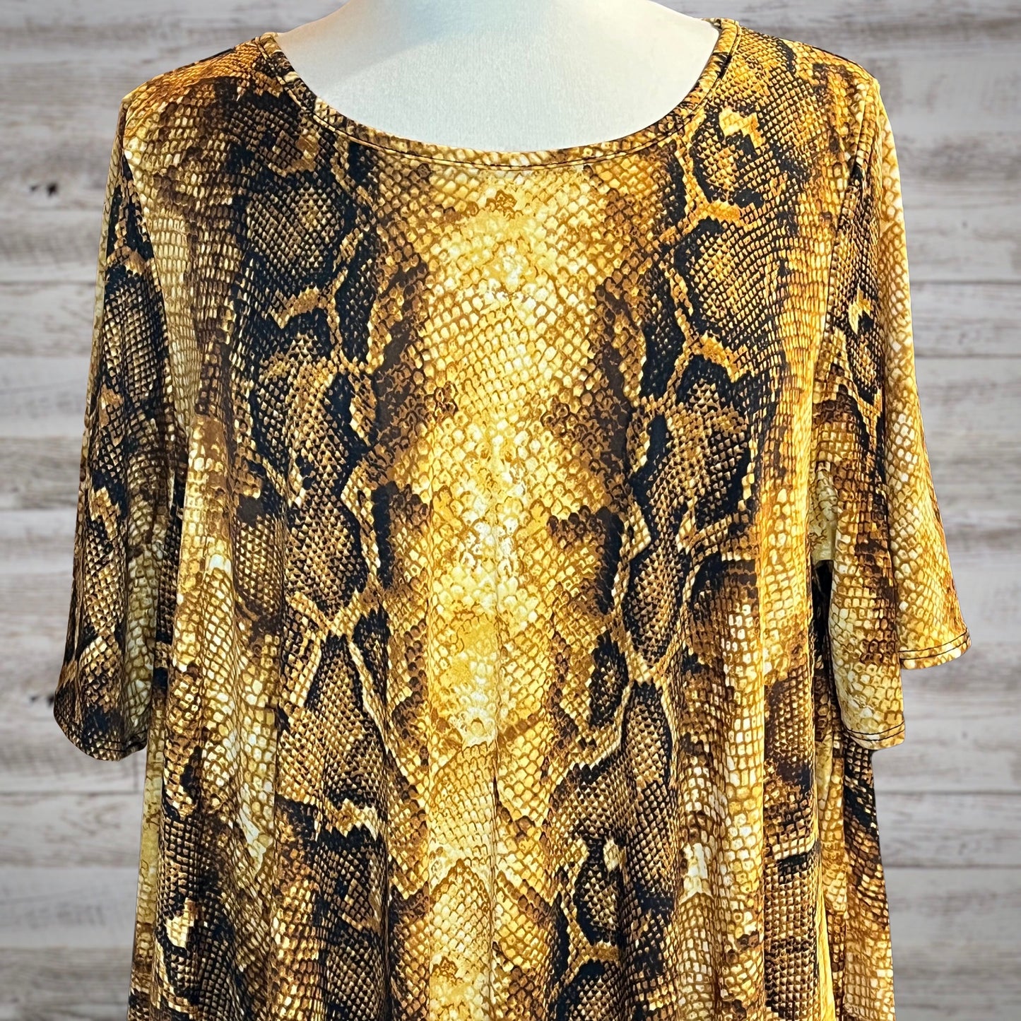 PLUS Snake Print Swing Tee with High Low Hem