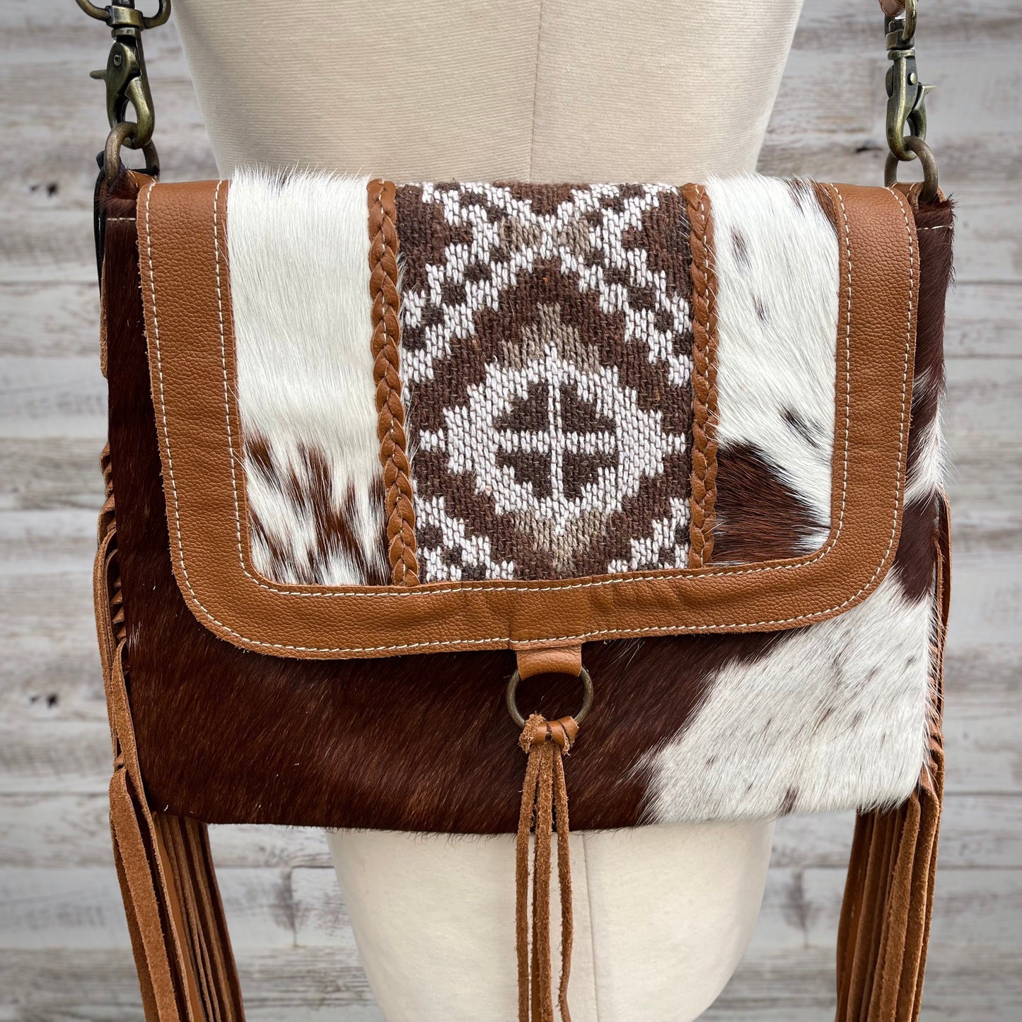 Myra Bag Elisa Western Calf Hair and Fringe Leather Crossbody