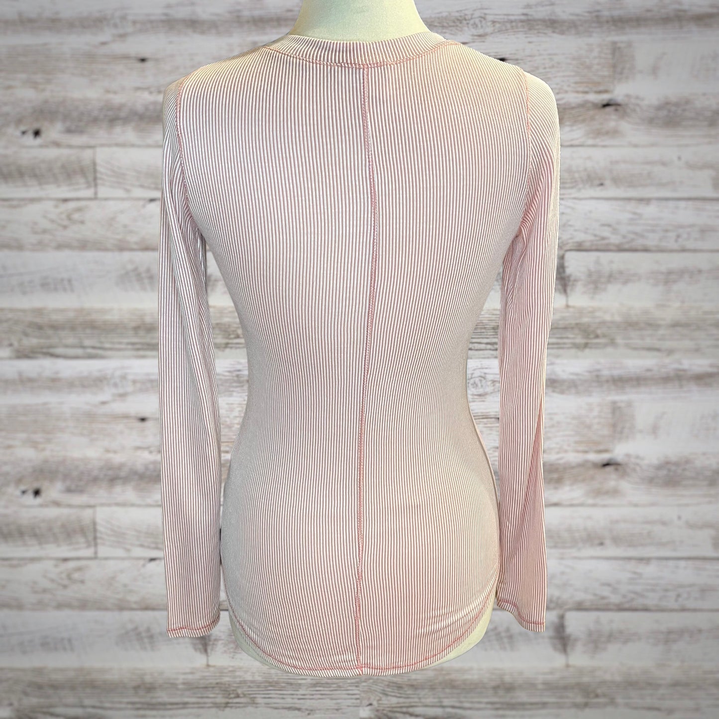 Dusty Rose Seersucker Stripe Henley Tee
