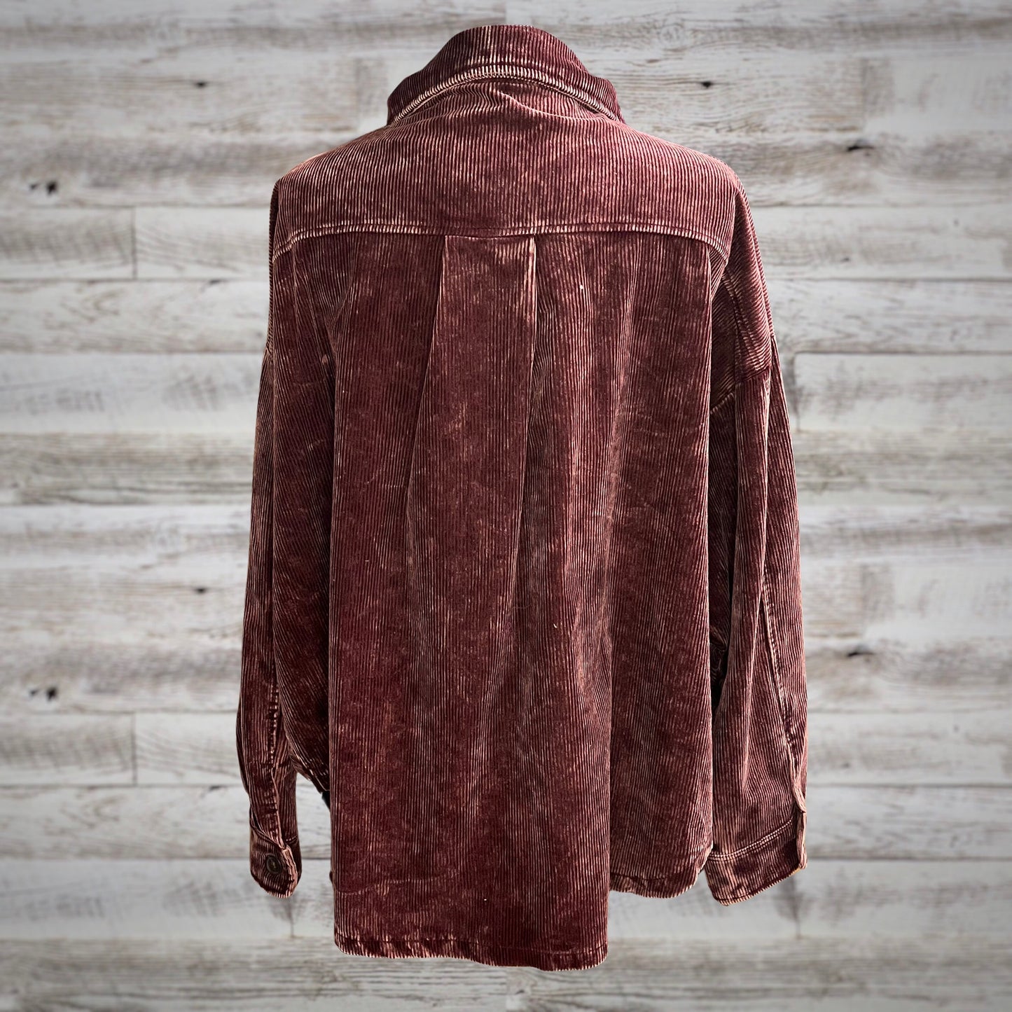 PLUS Comfy Oversized Corduroy Shacket in Plum