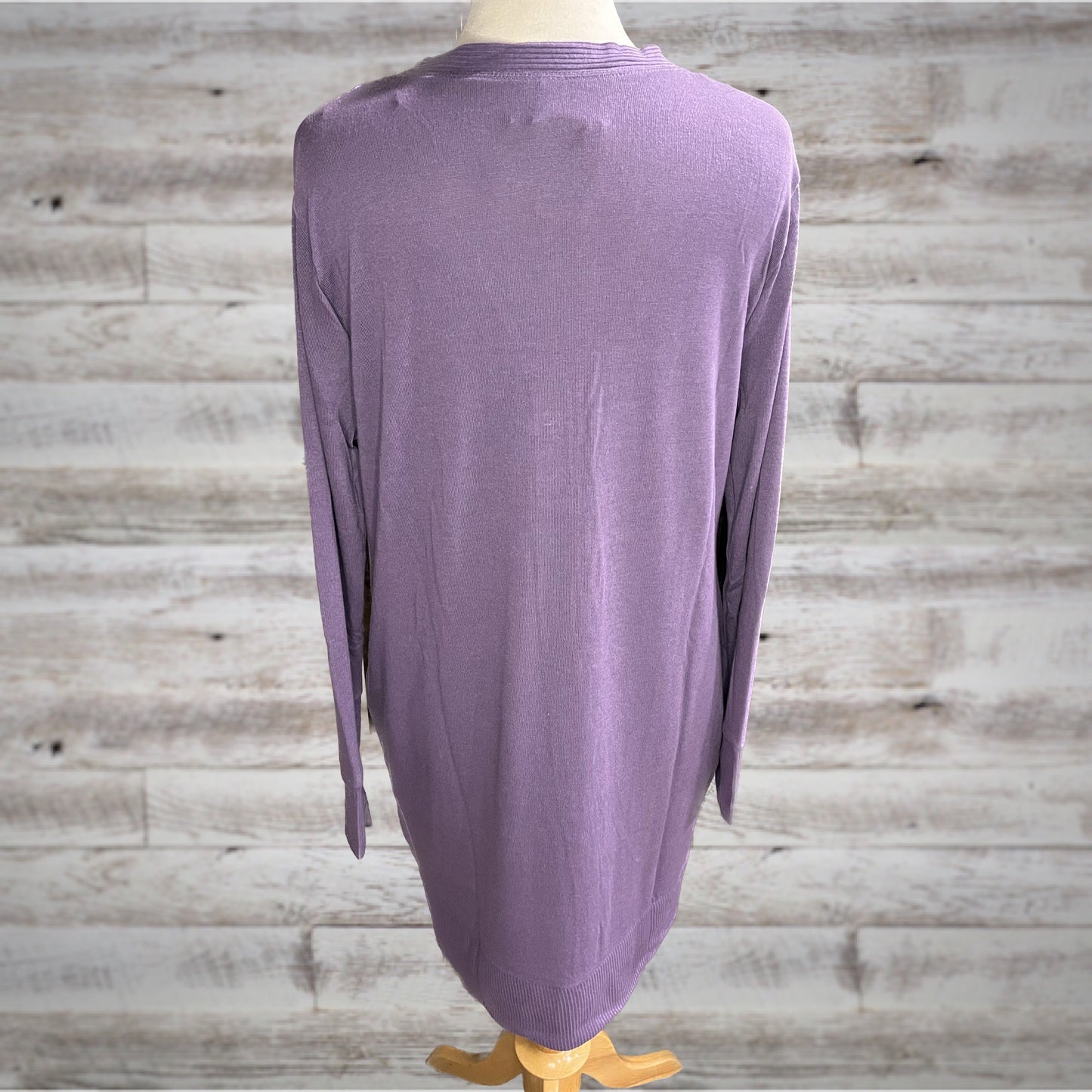 Lavender Longline Cardigan Sweater with Snap Front