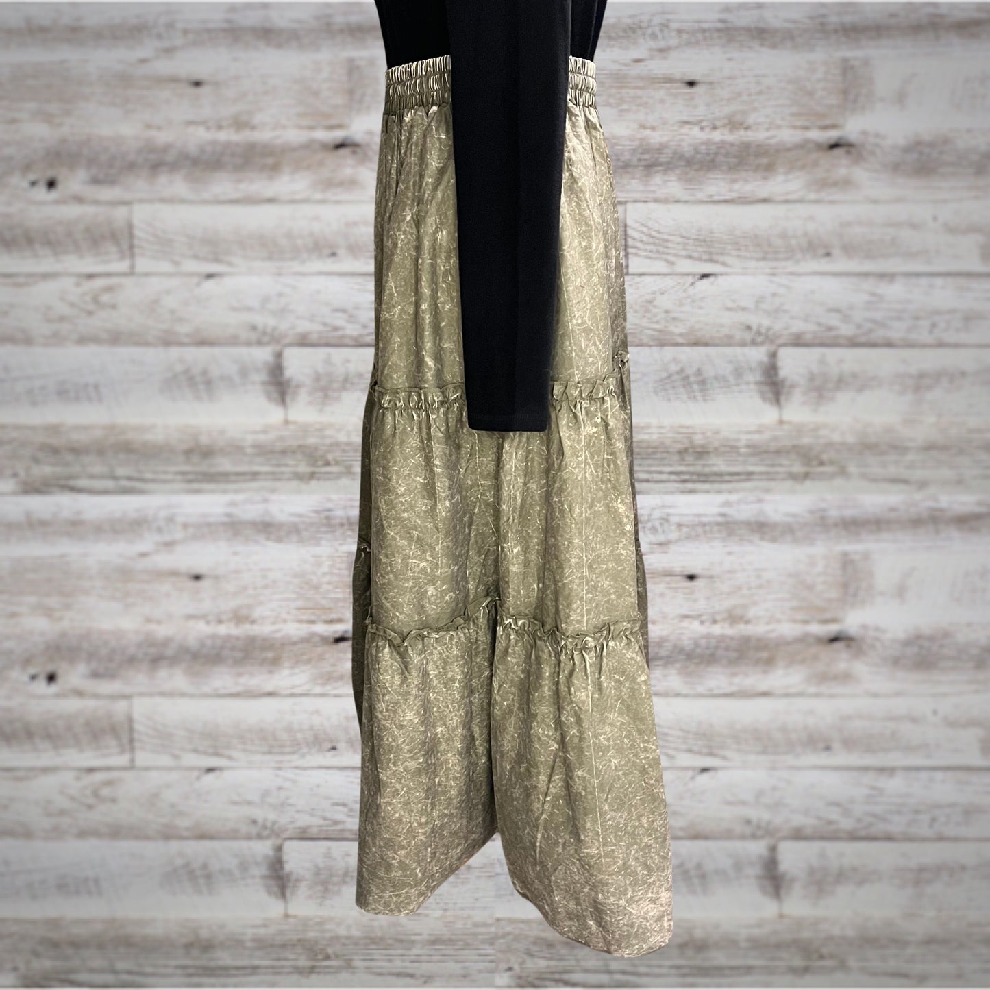 Free Spirit Acid Wash Tiered Peasant Maxi Skirt