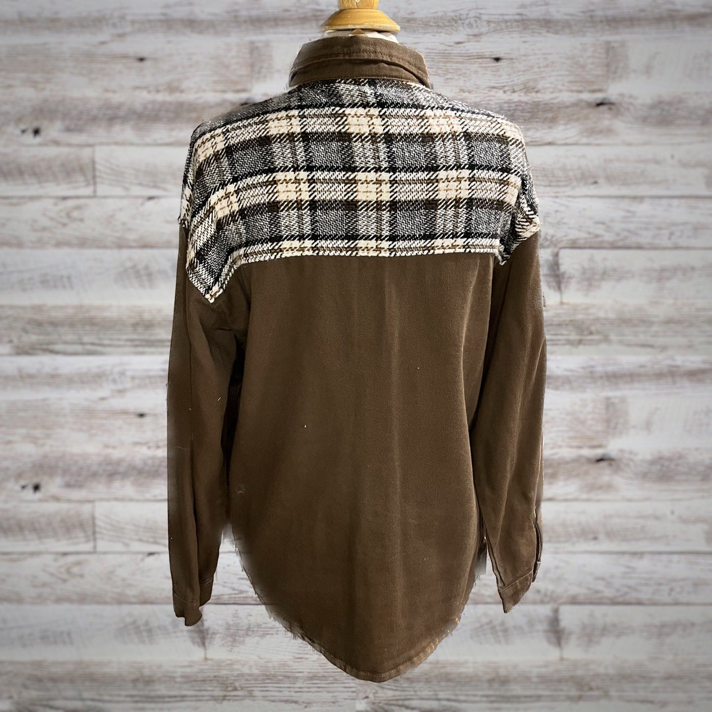 So Retro Plaid Twill Button Down Jacket