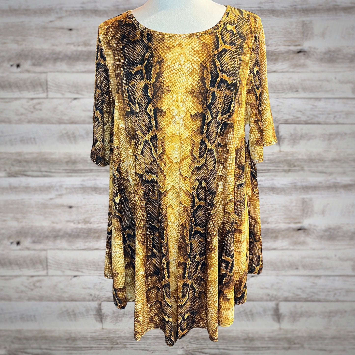 PLUS Snake Print Swing Tee with High Low Hem