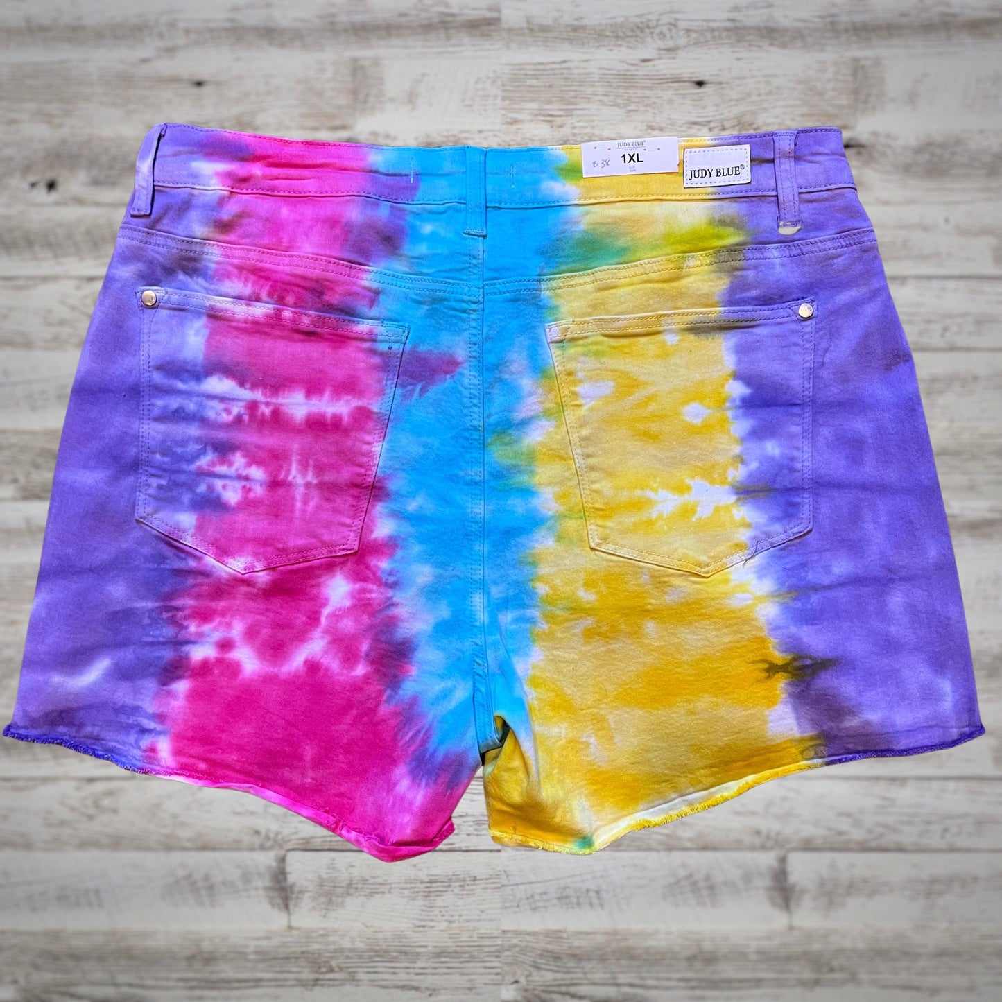 PLUS Judy Blue Snow Cone Tie-Dye High Rise Shorts