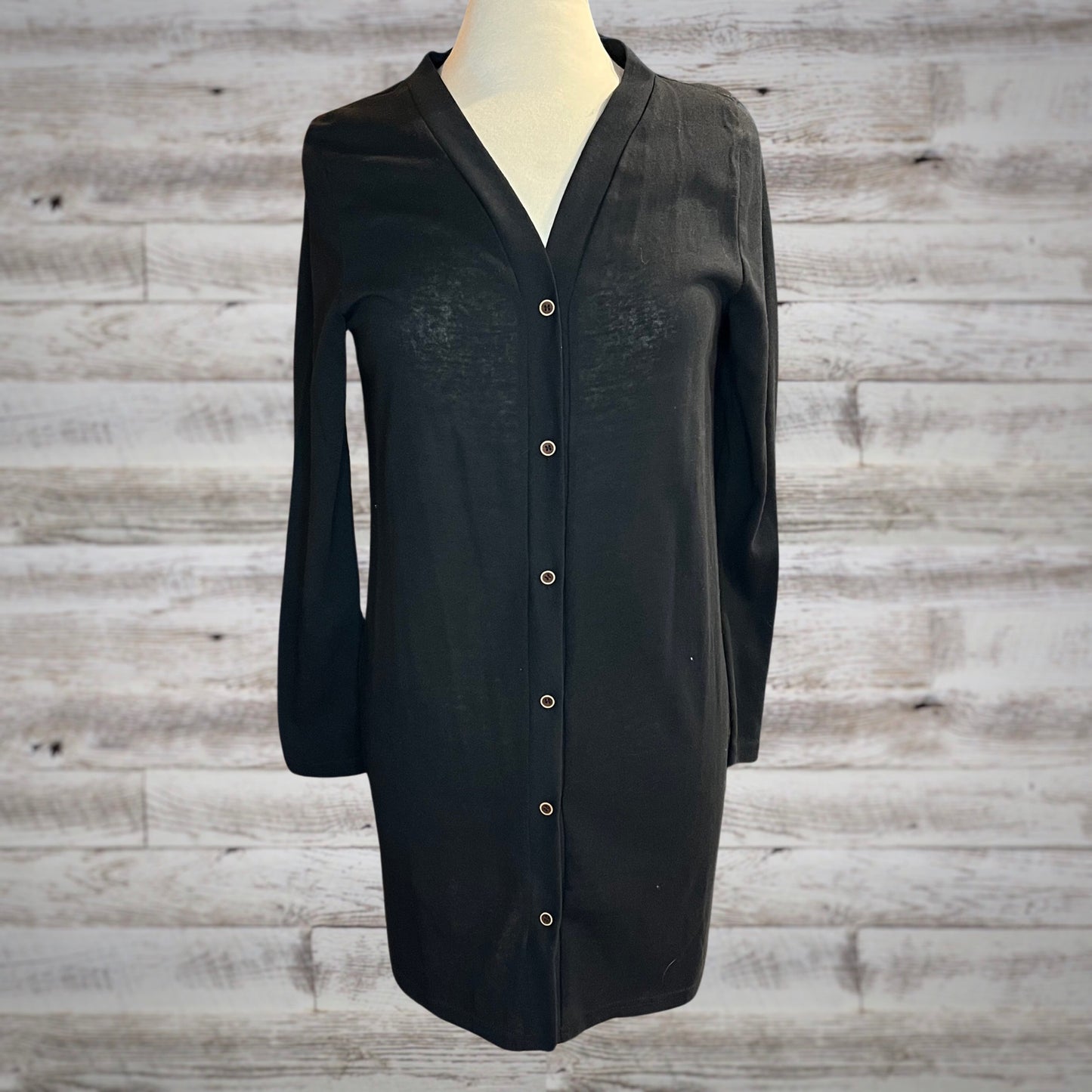 Black Button Down Lightweight Longline Cardigan