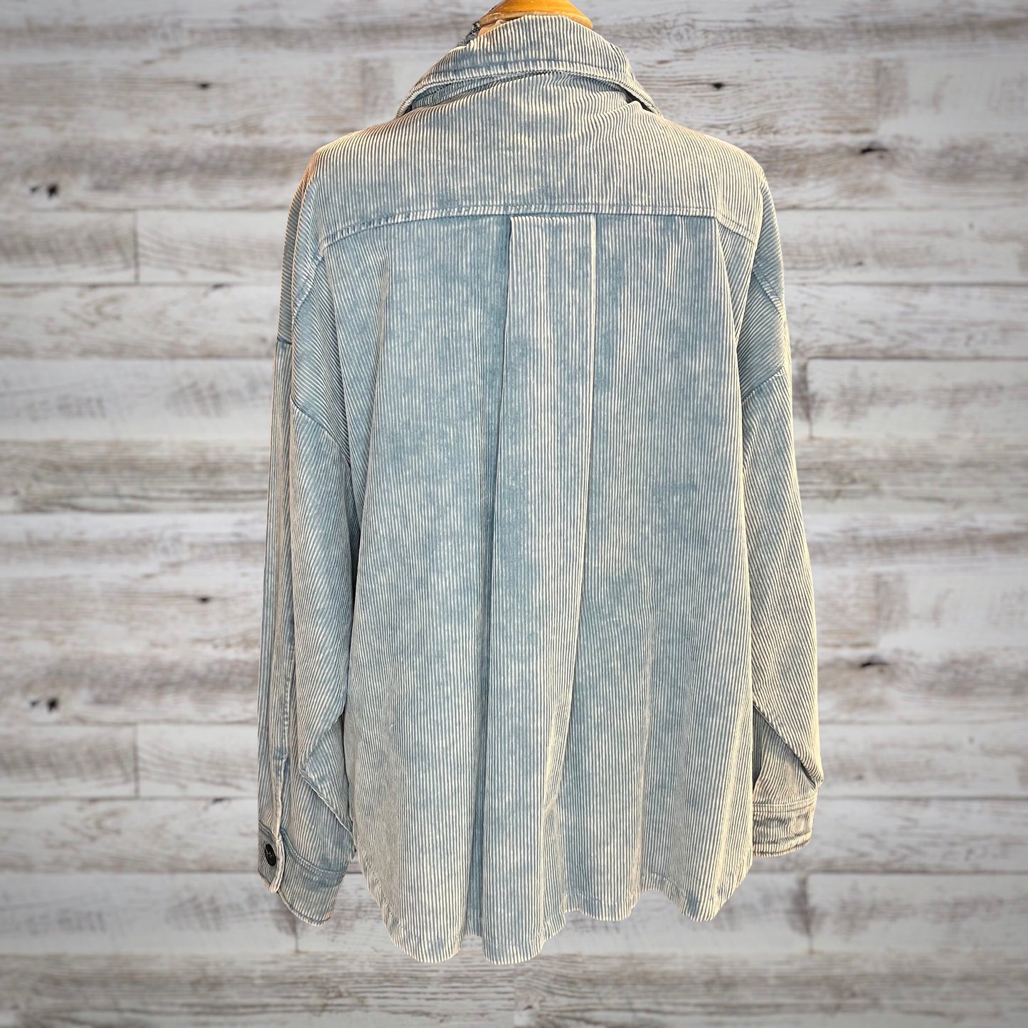 PLUS Comfy Oversized Corduroy Shacket in Sky Blue