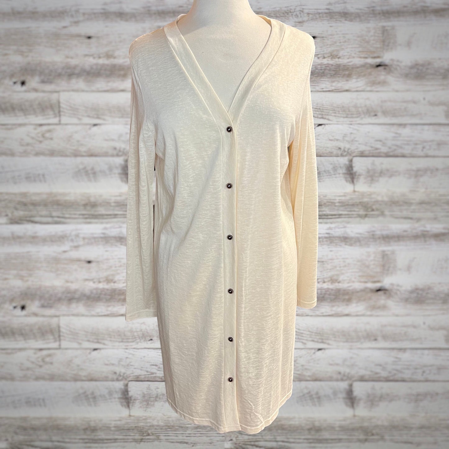 Ivory Button Down Lightweight Longline Cardigan