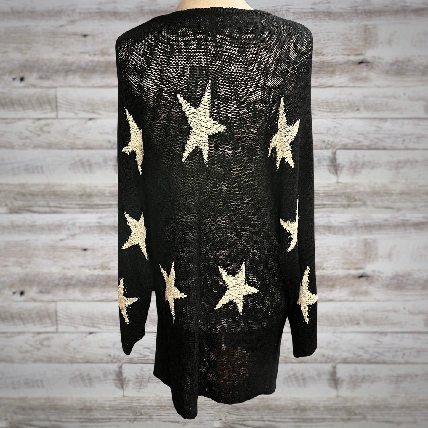 Slouchy Star Print Dolman Sleeve Knit Sweater