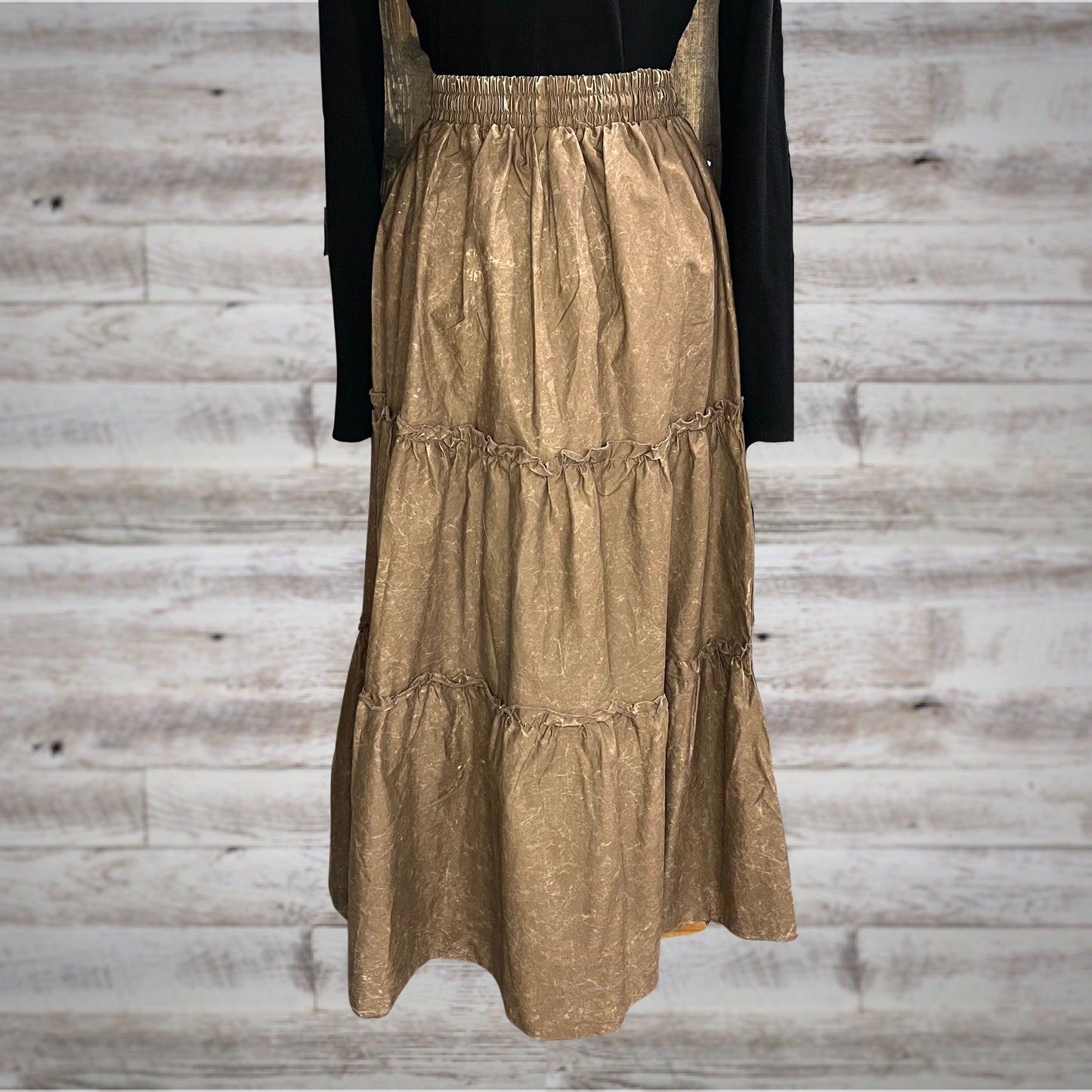Free Spirit Acid Wash Tiered Peasant Maxi Skirt