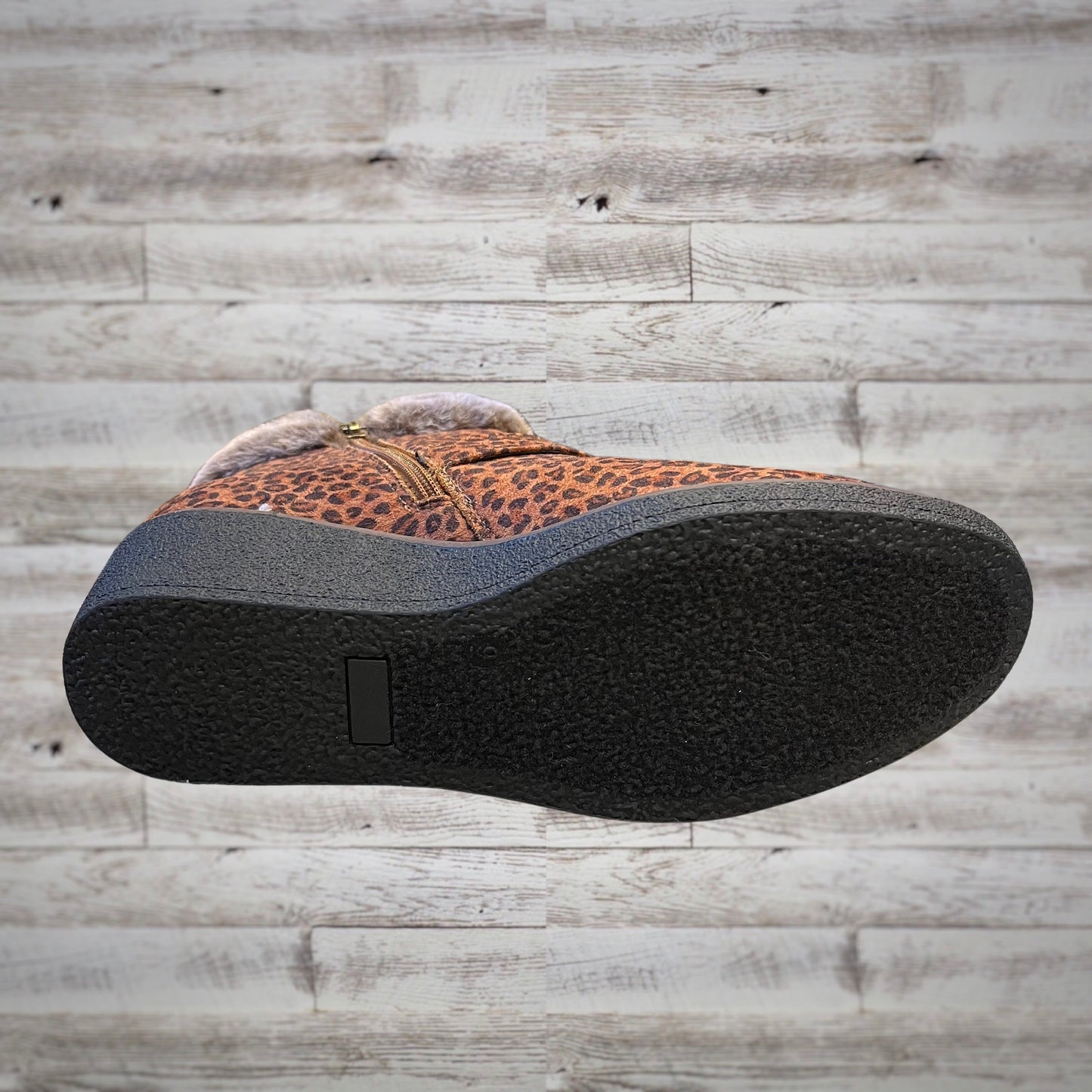 Corky's Fur Trim Mid Wedge Leopard Booties with Buckles