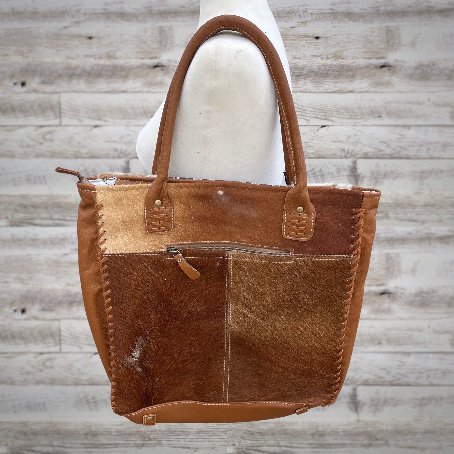 Myra Bag Elisa Woven and Calfhair Leather Tote