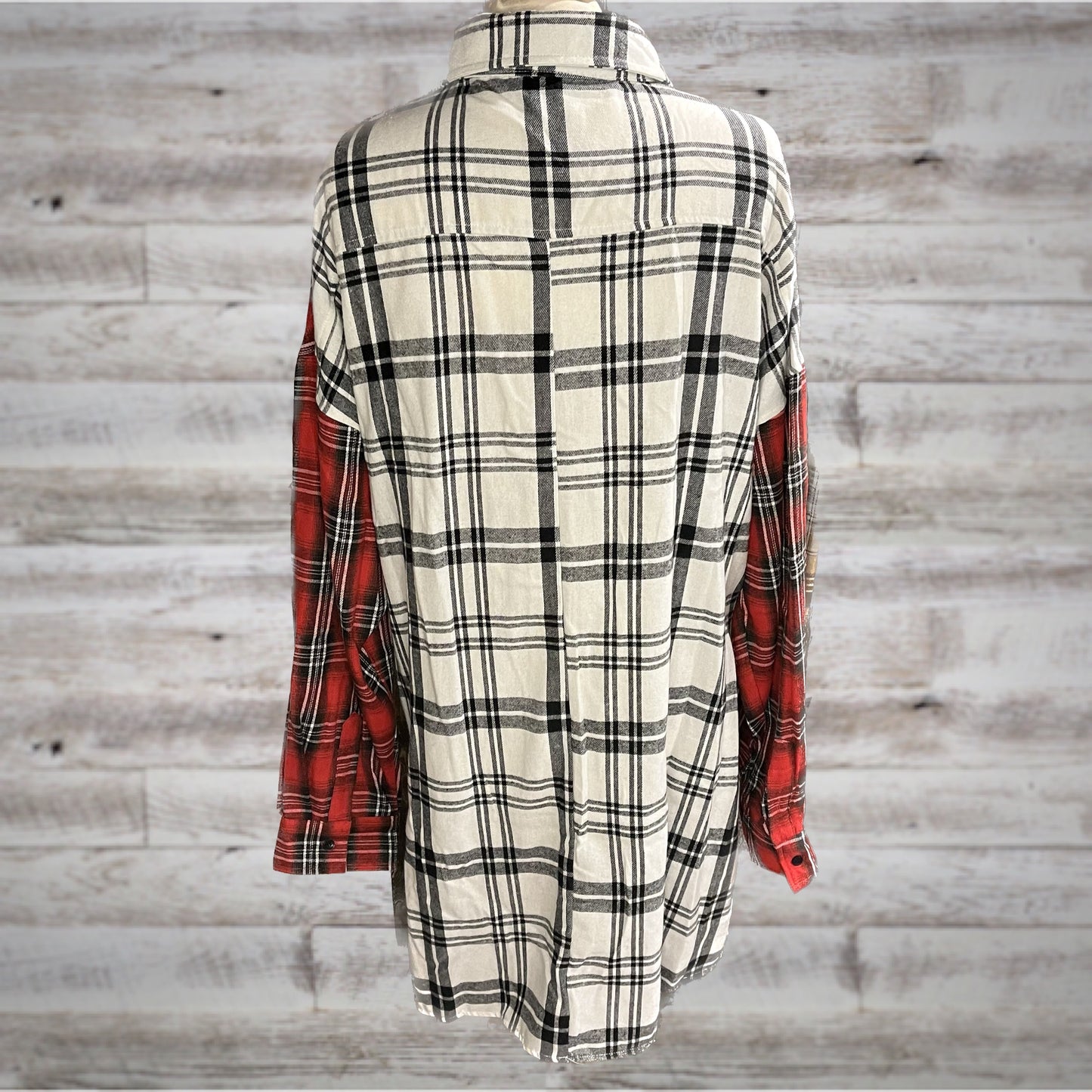PLUS High Low Colorblock Winter Plaid Flannel Shirt