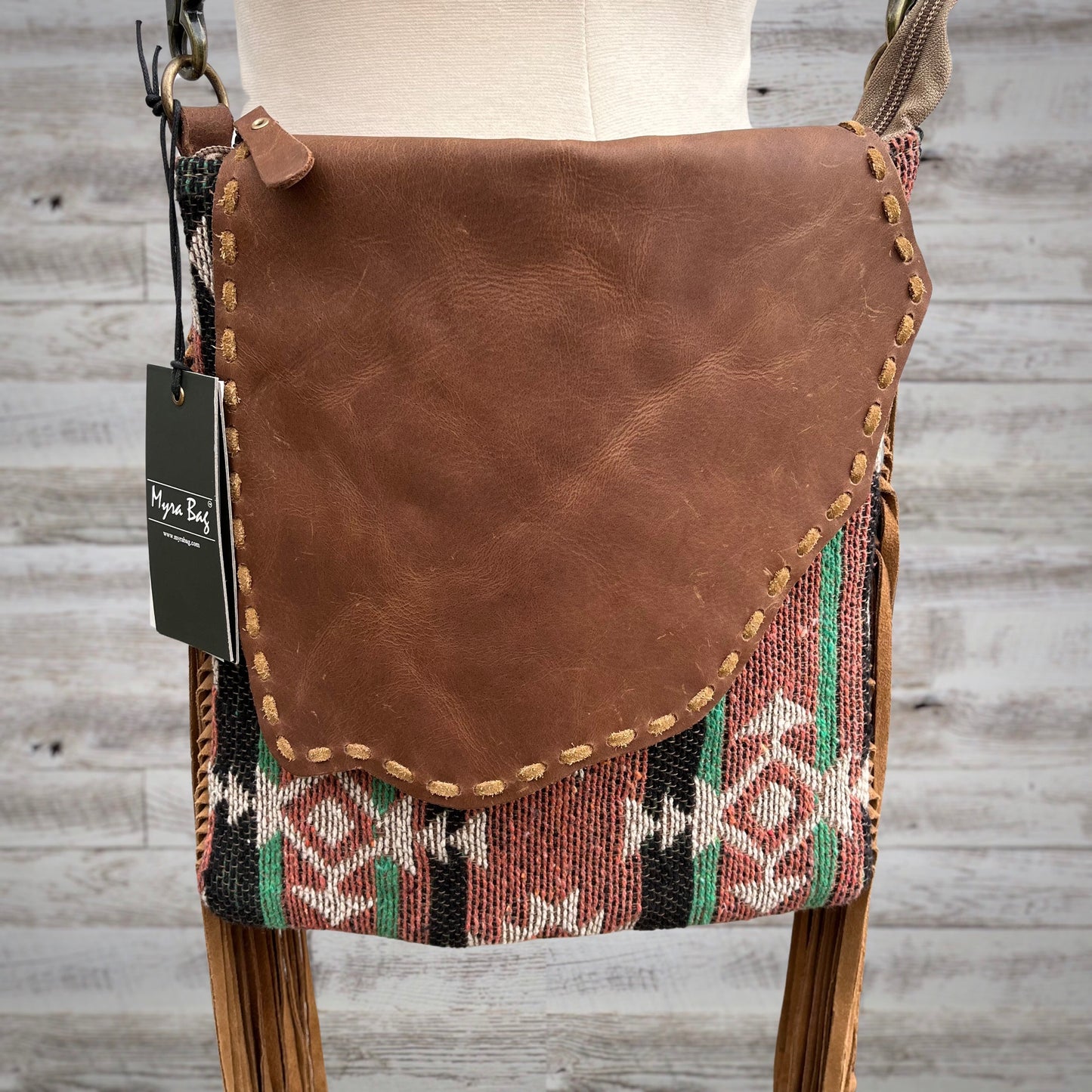 Myra Bag Willow Woven and Leather Concealed Carry Crossbody