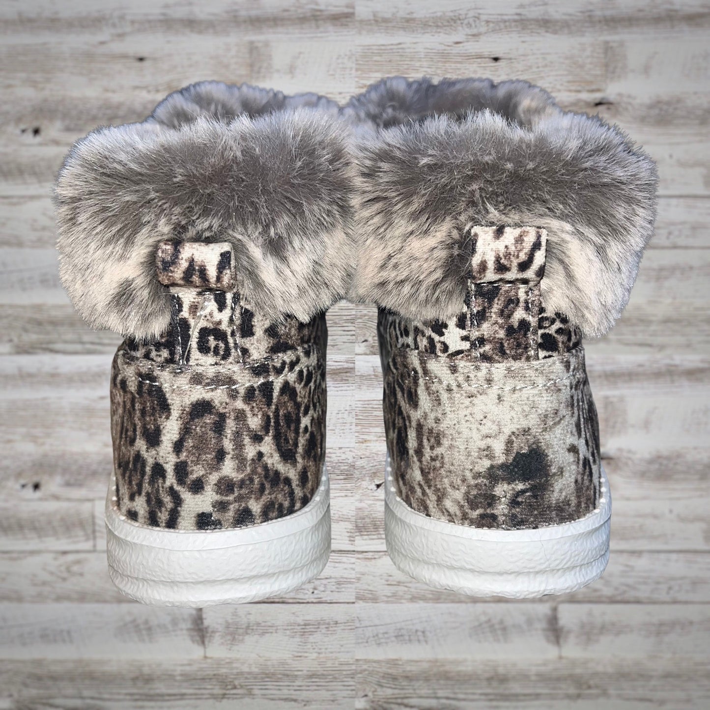 Gypsy Jazz Fur Lined Lace Up Booties in Snow Leopard