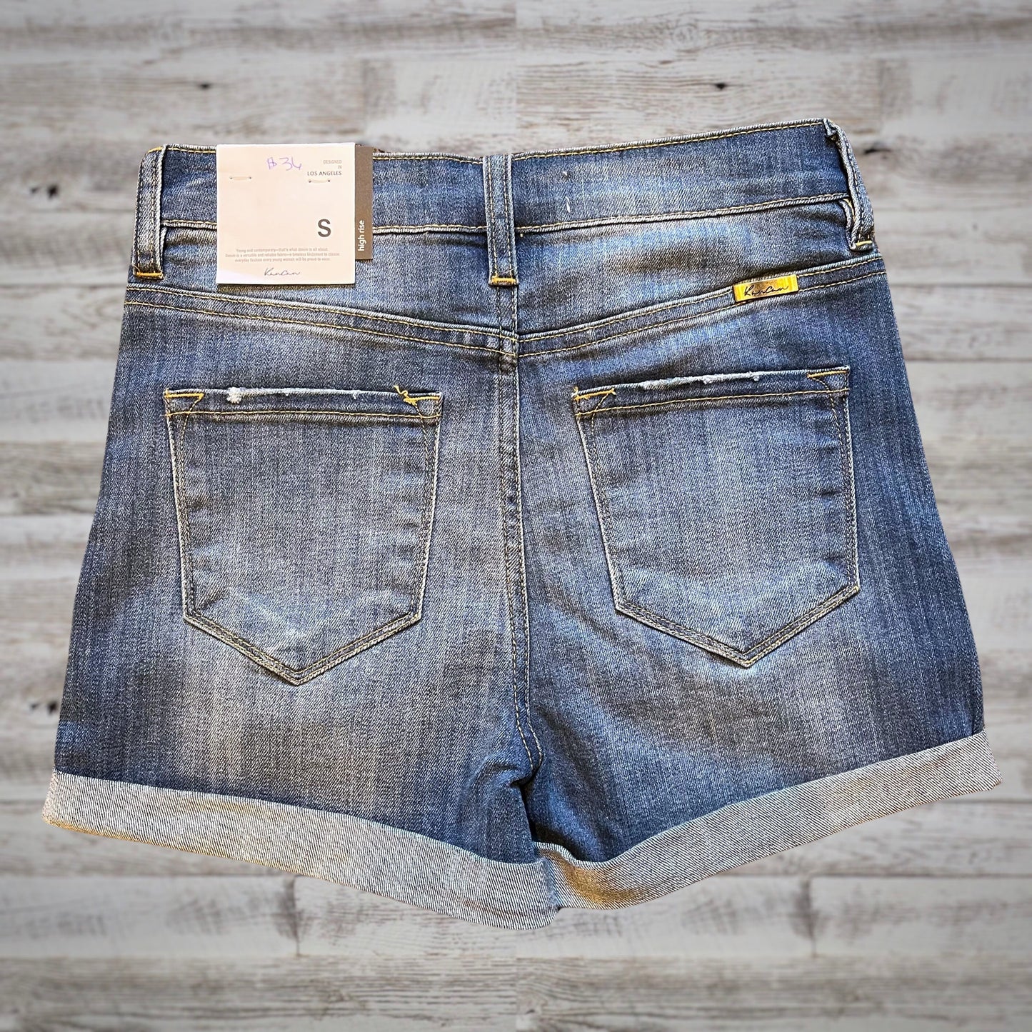 Kancan High Rise Stretch Denim Shorts in Medium Wash