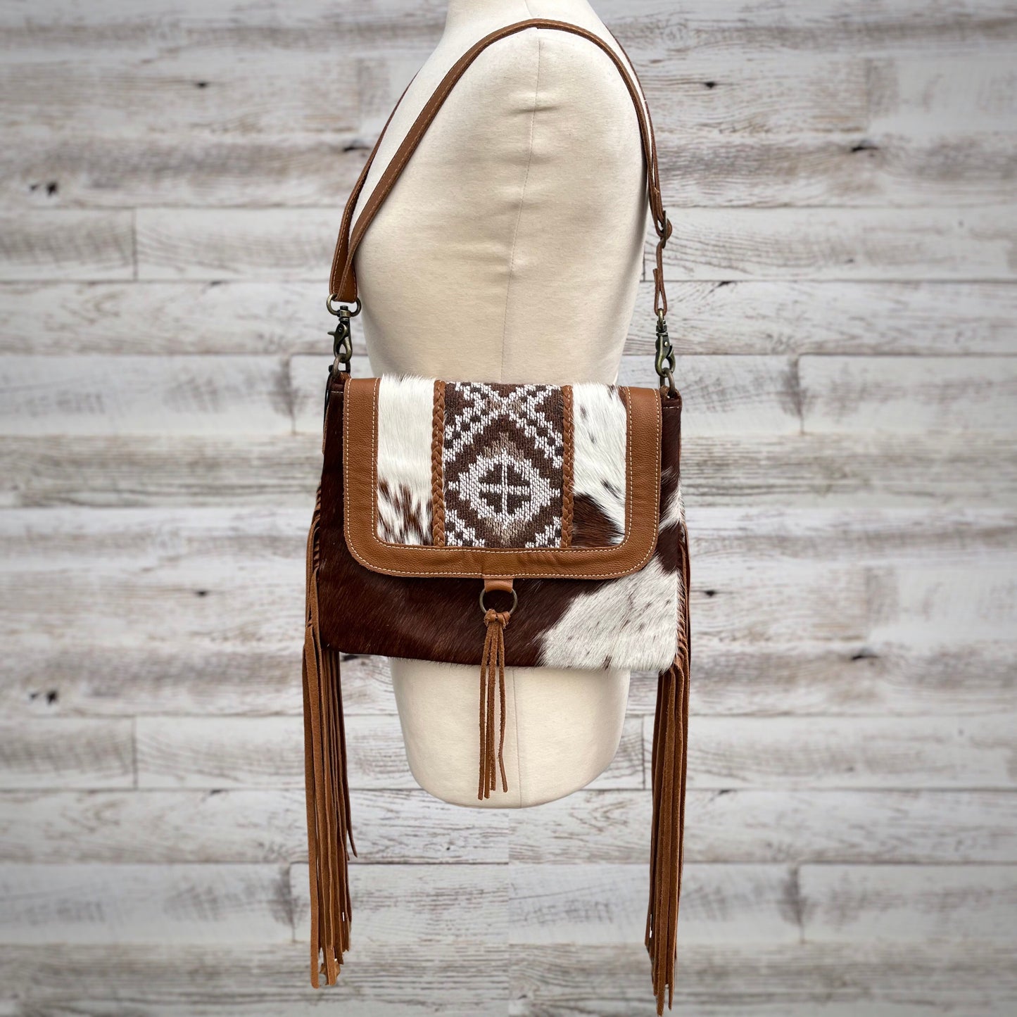 Myra Bag Elisa Western Calf Hair and Fringe Leather Crossbody