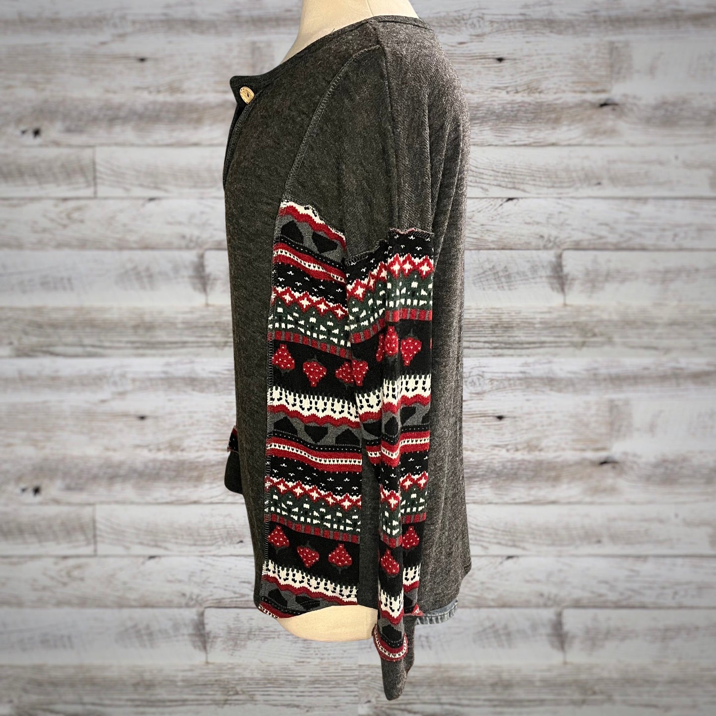 Strawberry Fields Long Sleeve Henley Shirt
