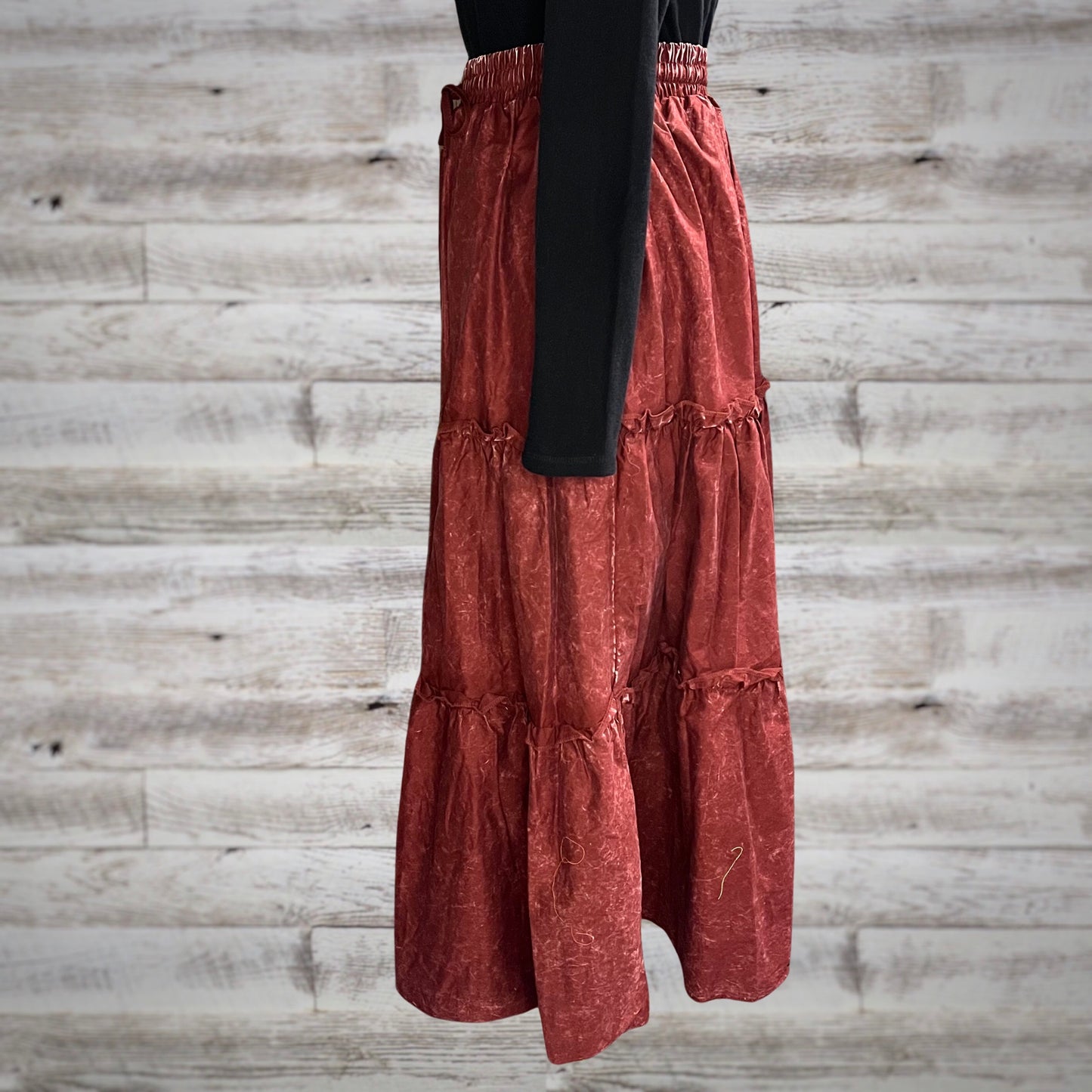 Free Spirit Acid Wash Tiered Peasant Maxi Skirt