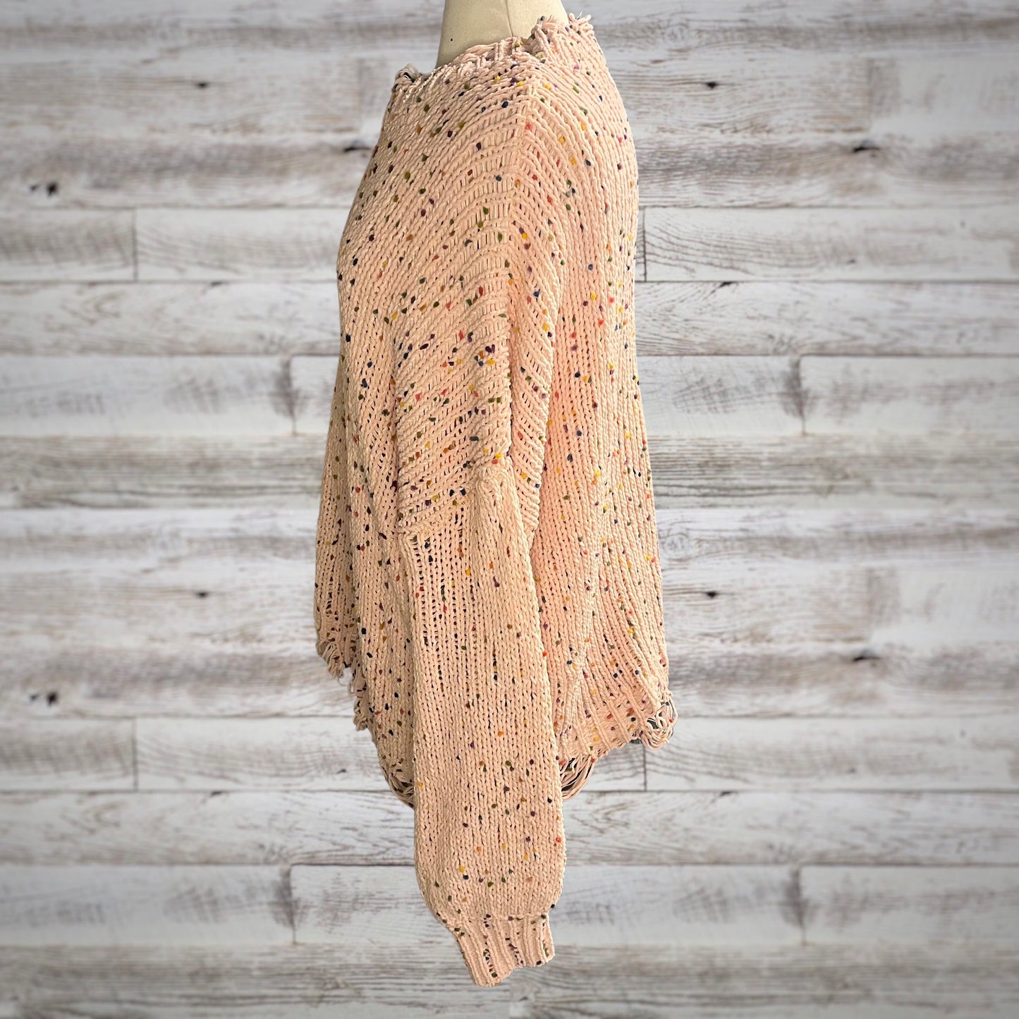 PLUS Rainbow Sprinkle Distressed Chenille Sweater