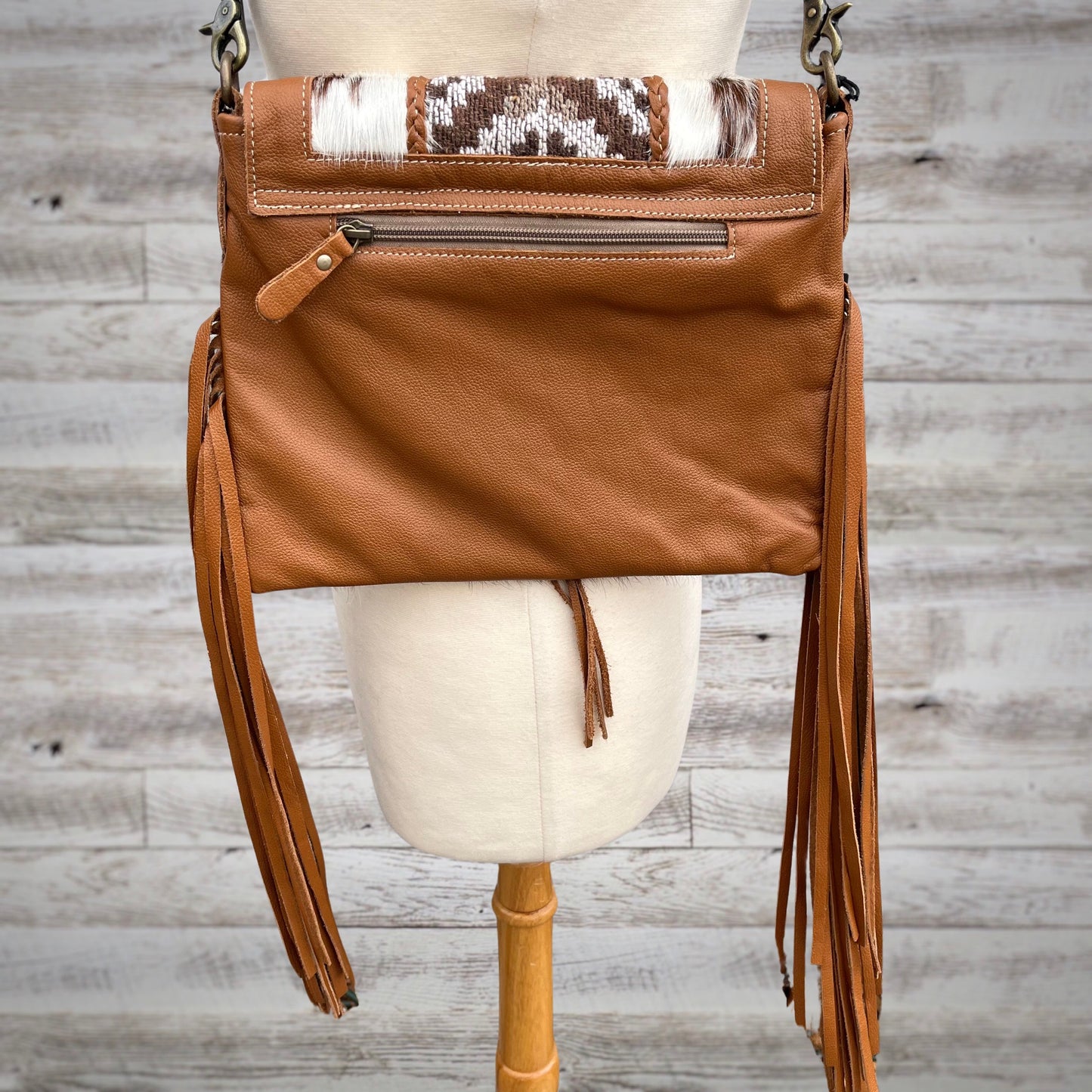 Myra Bag Elisa Western Calf Hair and Fringe Leather Crossbody