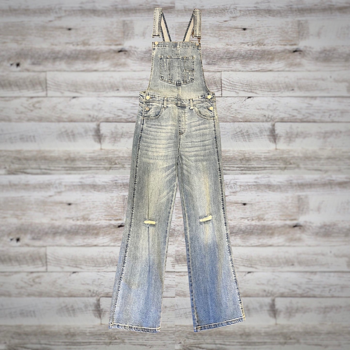 PLUS Risen Distressed Relaxed Straight Denim Bib Overalls