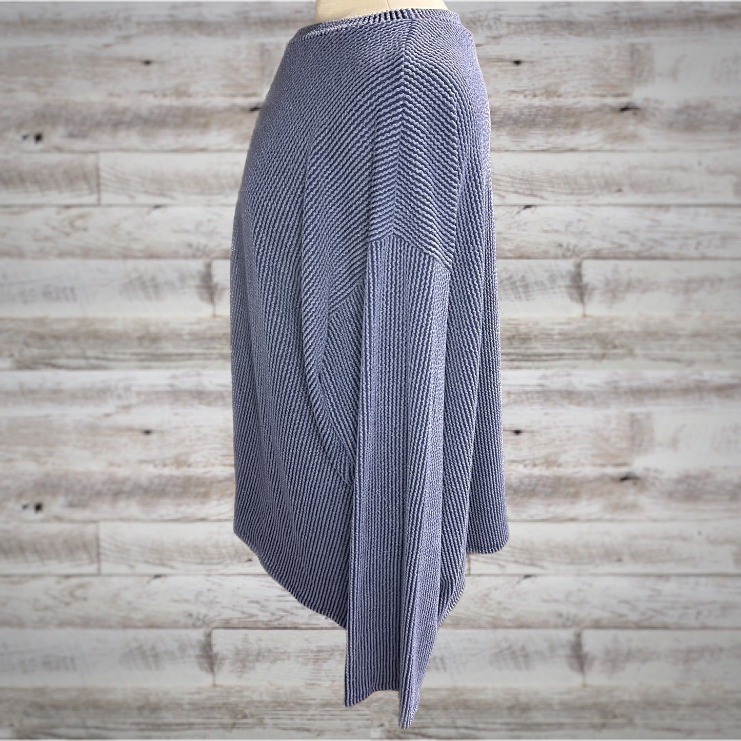 PLUS Oversized Navy Textured Long Sleeve Tee