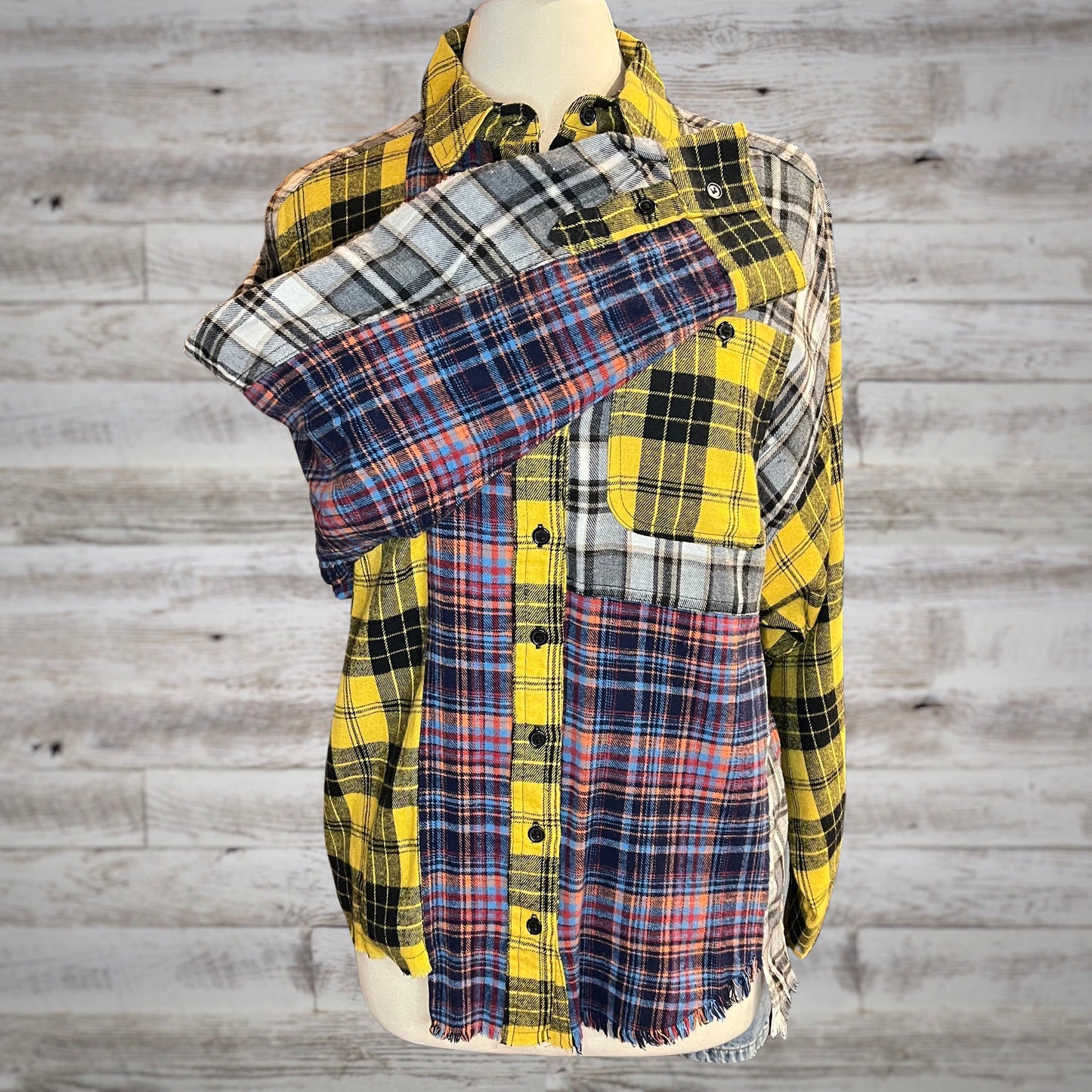 Your Boyfriend's Plaid Hi Low Flannel Tunic Shirt