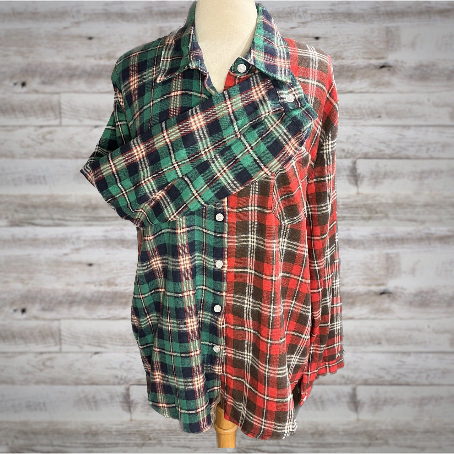 PLUS Soft & Cozy Split Plaid Flannel Shirt