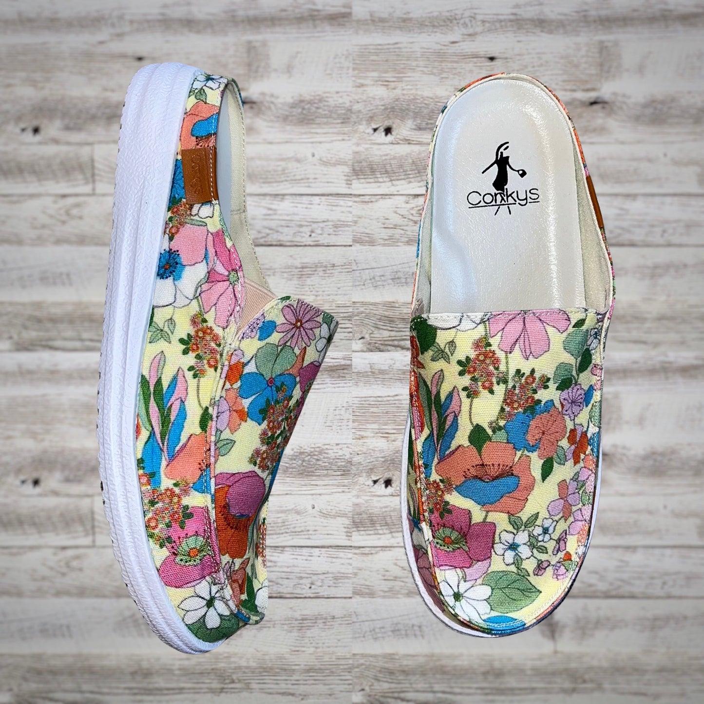 Corky’s Pontoon Spring Bloom Canvas Slip On Mule Boat Shoes