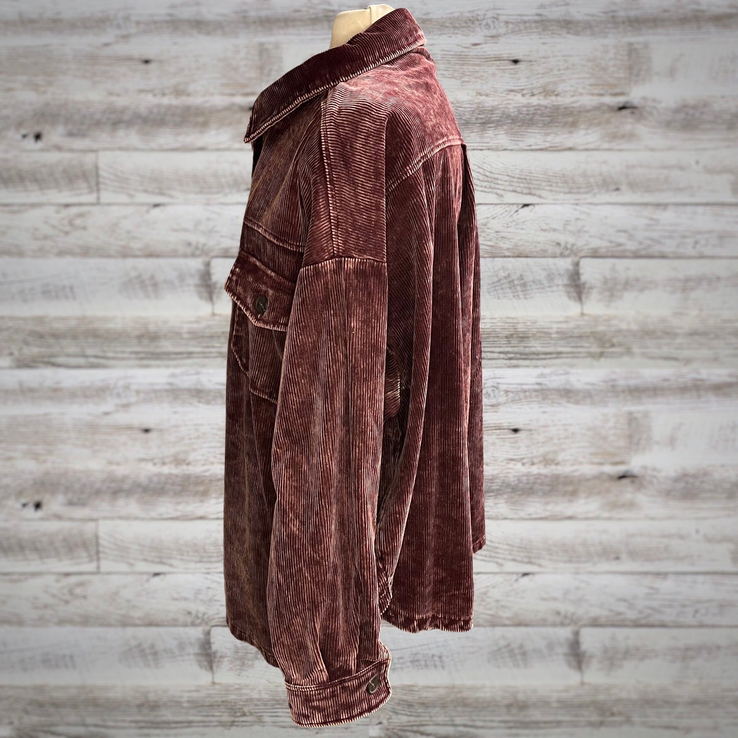 PLUS Comfy Oversized Corduroy Shacket in Plum