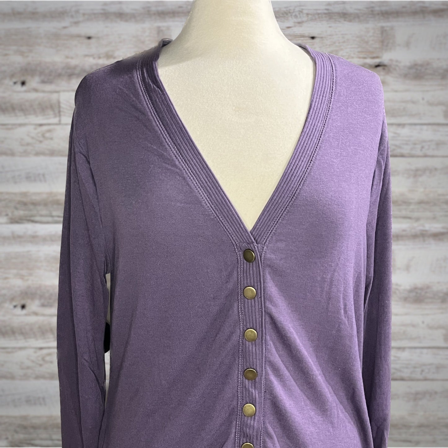 Lavender Longline Cardigan Sweater with Snap Front