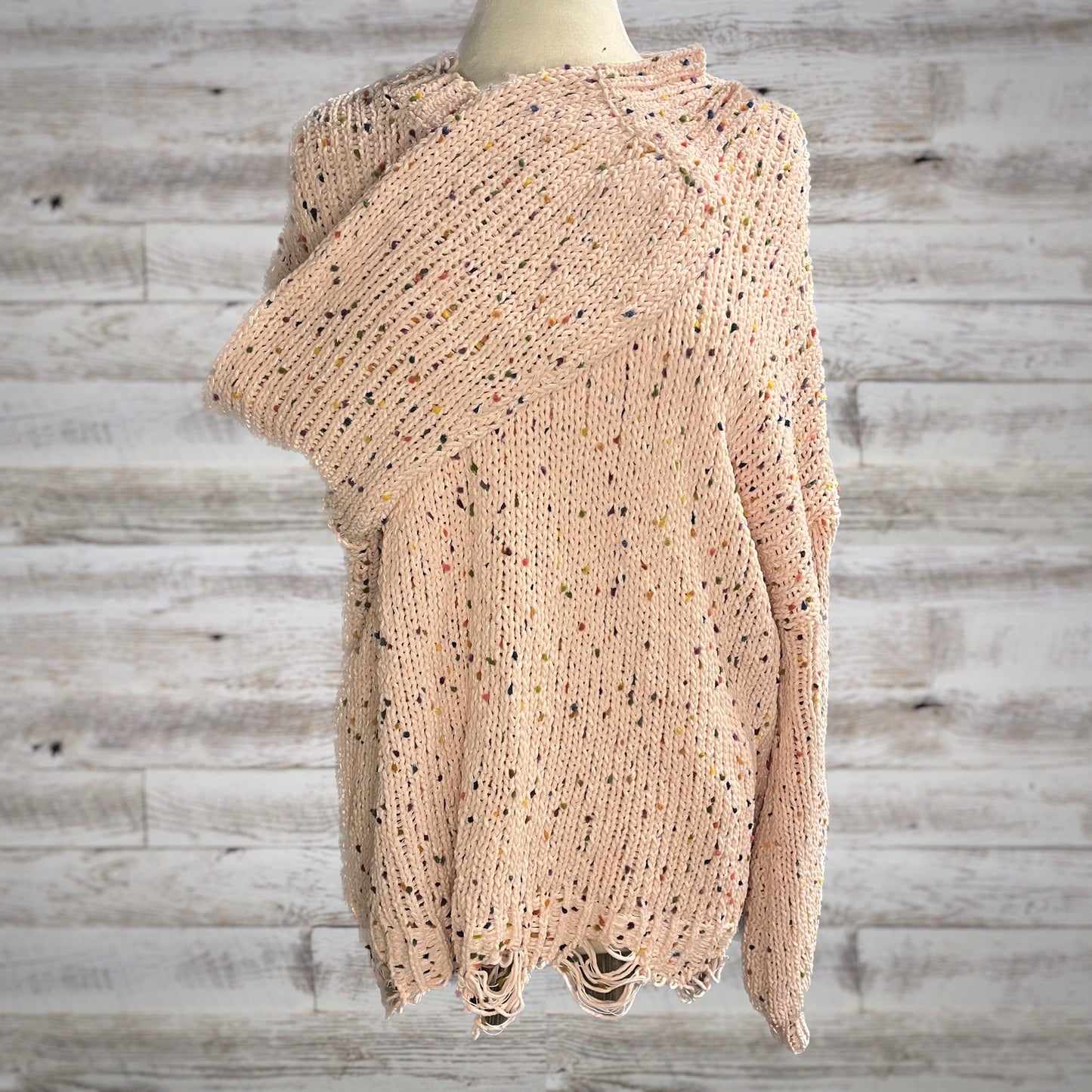 PLUS Rainbow Sprinkle Distressed Chenille Sweater