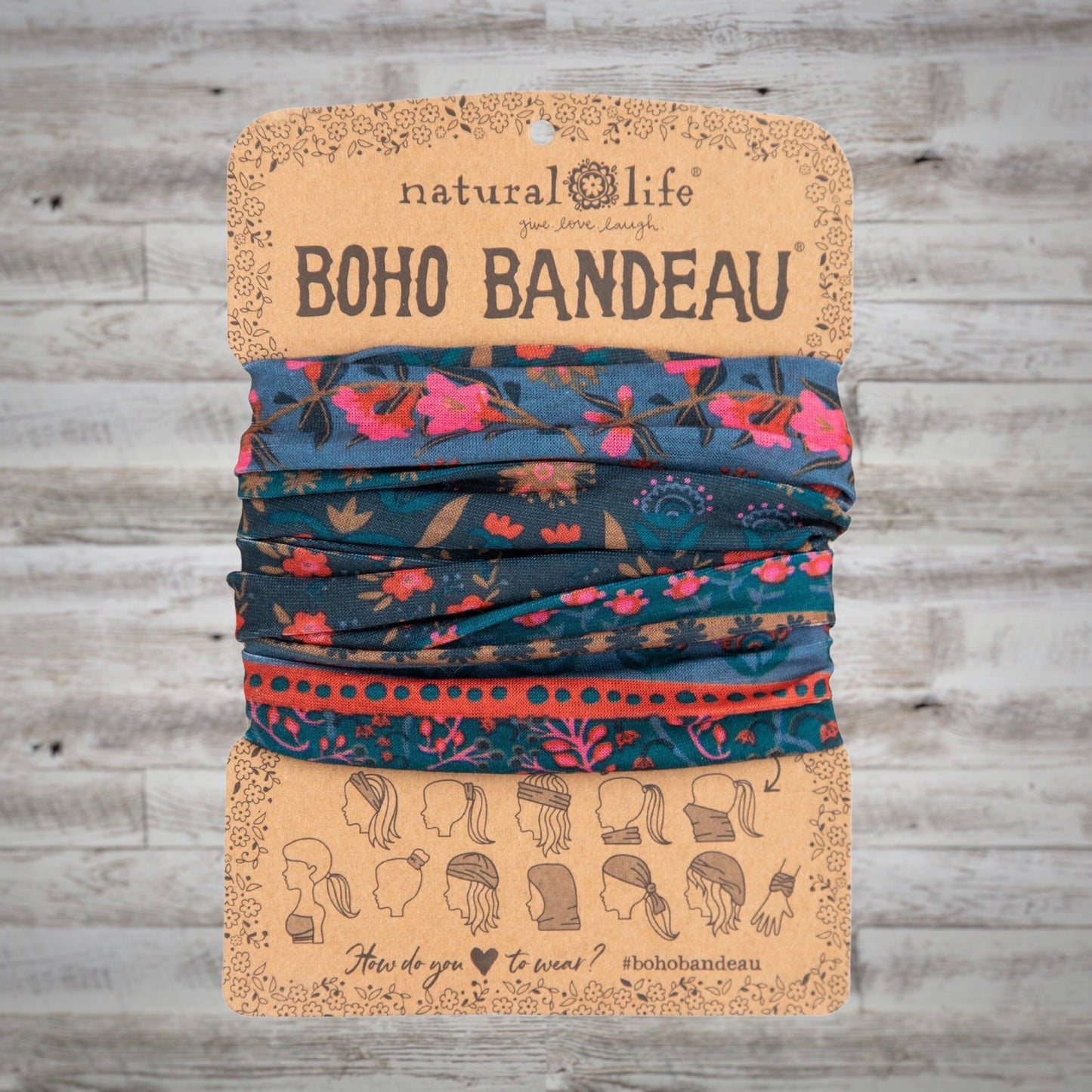 Natural Life Boho Bandeau Headband in Midnight Floral