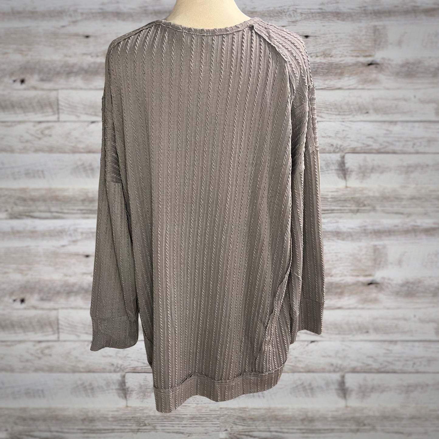PLUS Lightweight Cable Knit Tunic Top in Gray