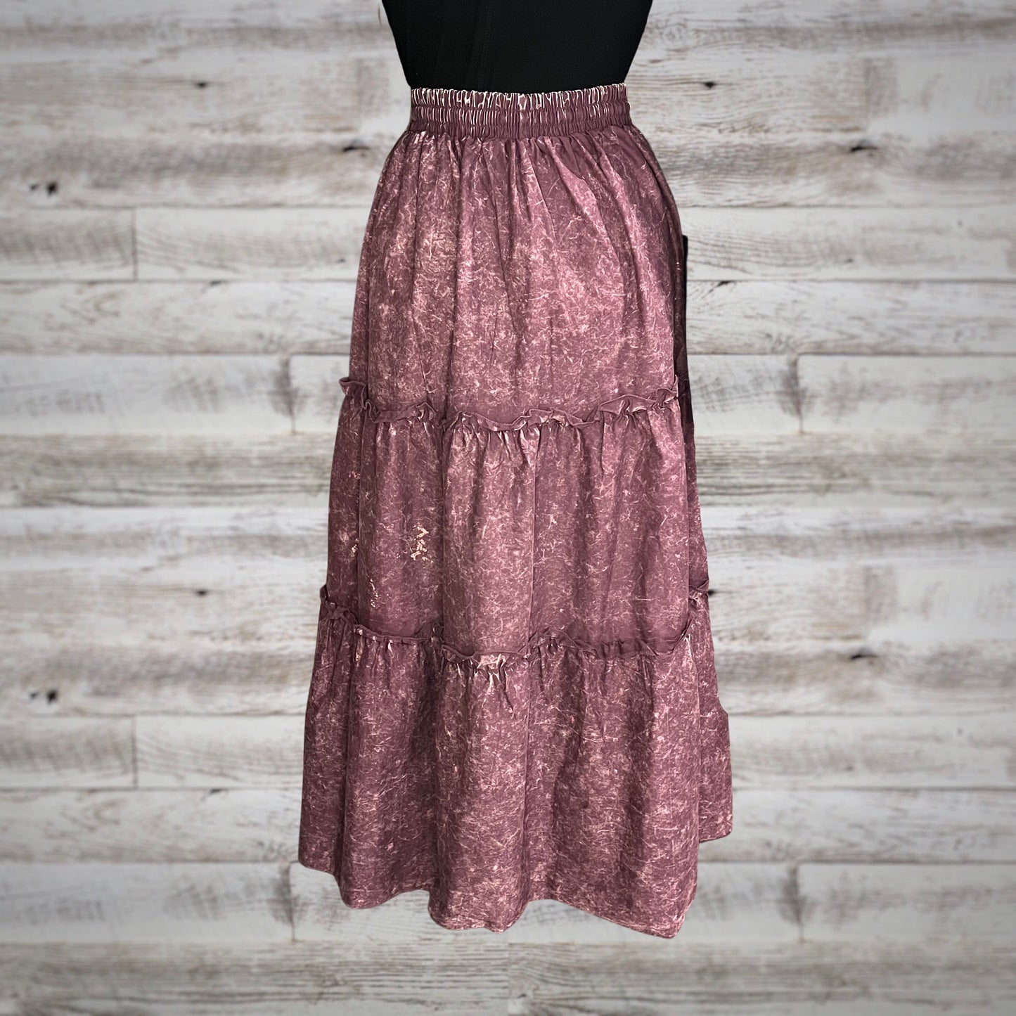 Free Spirit Acid Wash Tiered Peasant Maxi Skirt