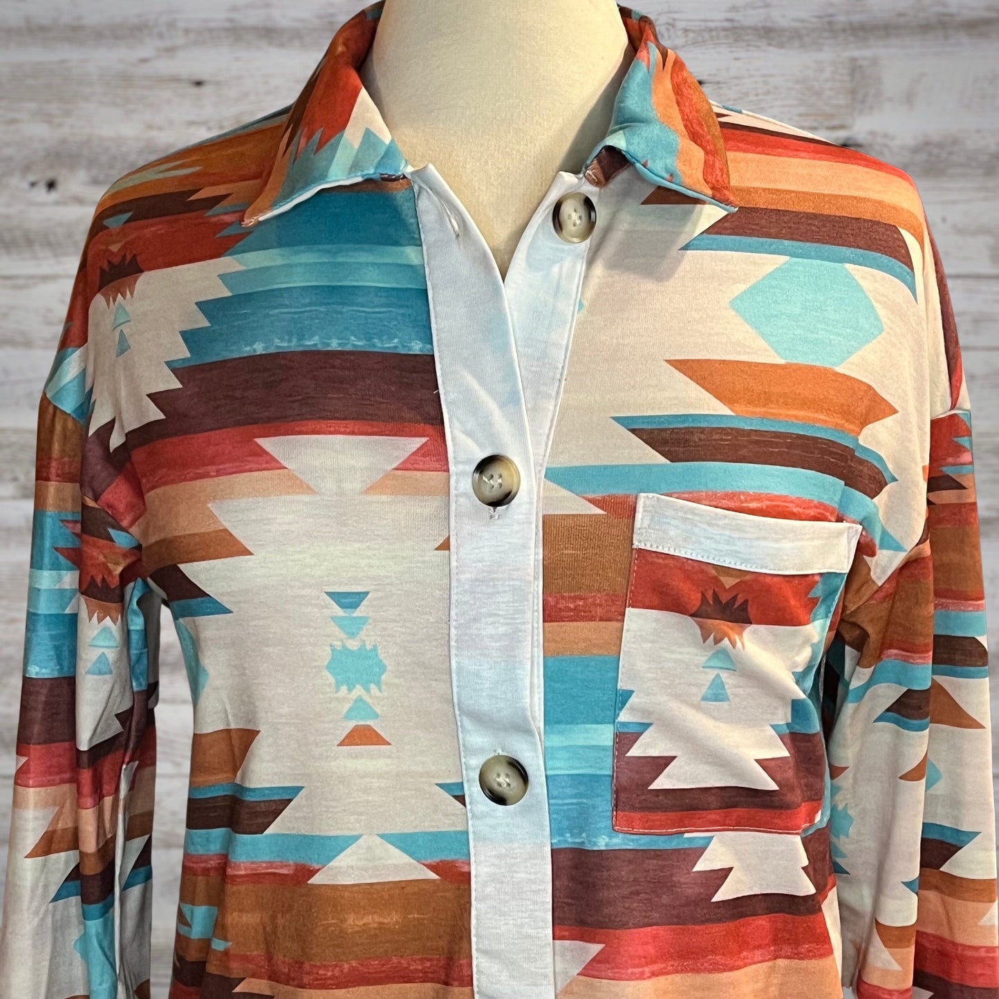 Santa Fe Southwestern Print Button Down Shirt